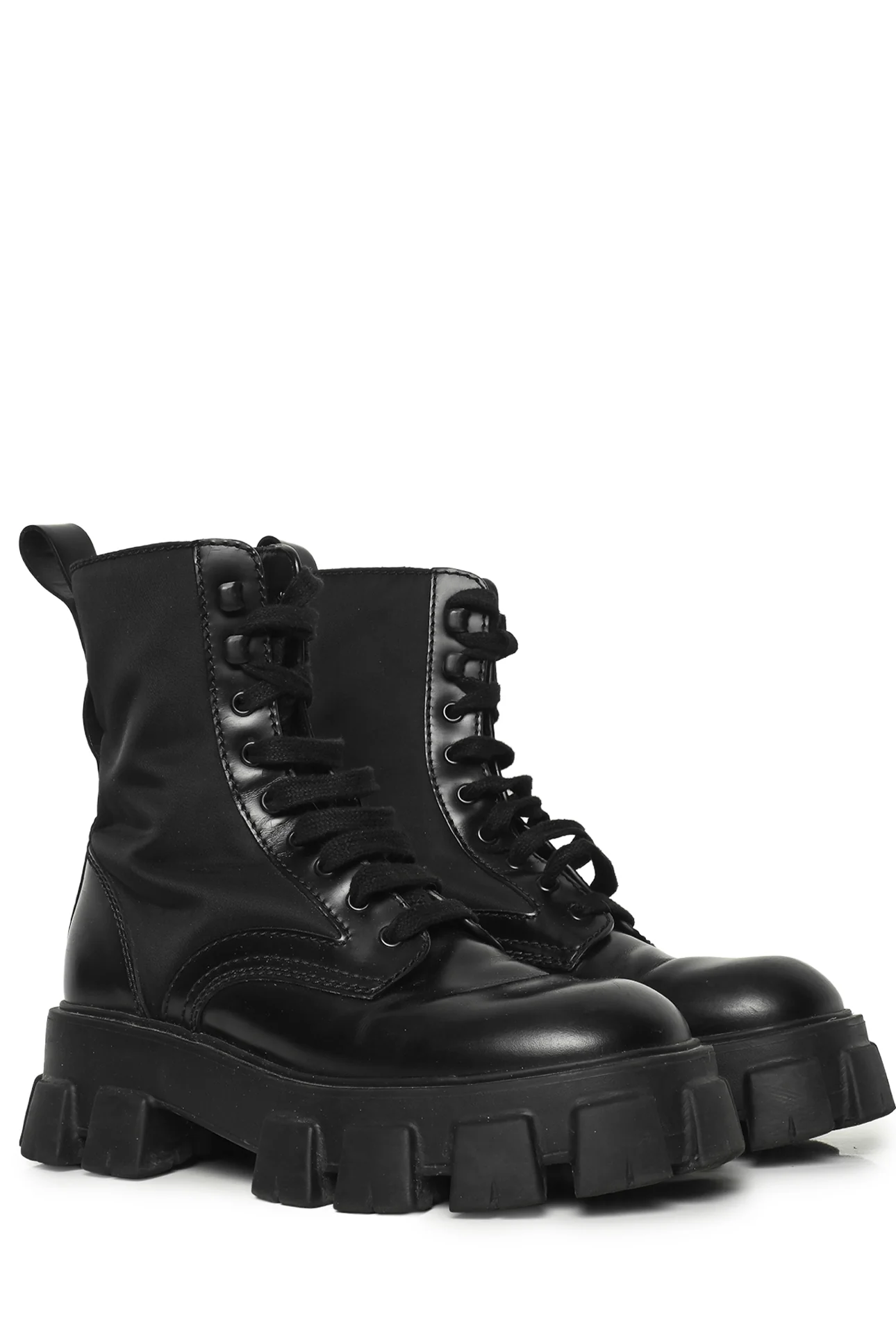 Prada Size 8.5 Monolith Leather & Re-Nylon Boots - Image 2