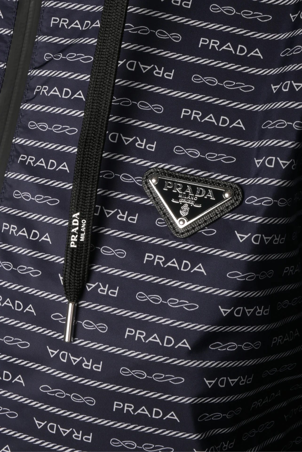 Prada Size S 2023 Re-Nylon Logo Print Hooded Windbreaker Jacket - Image 3
