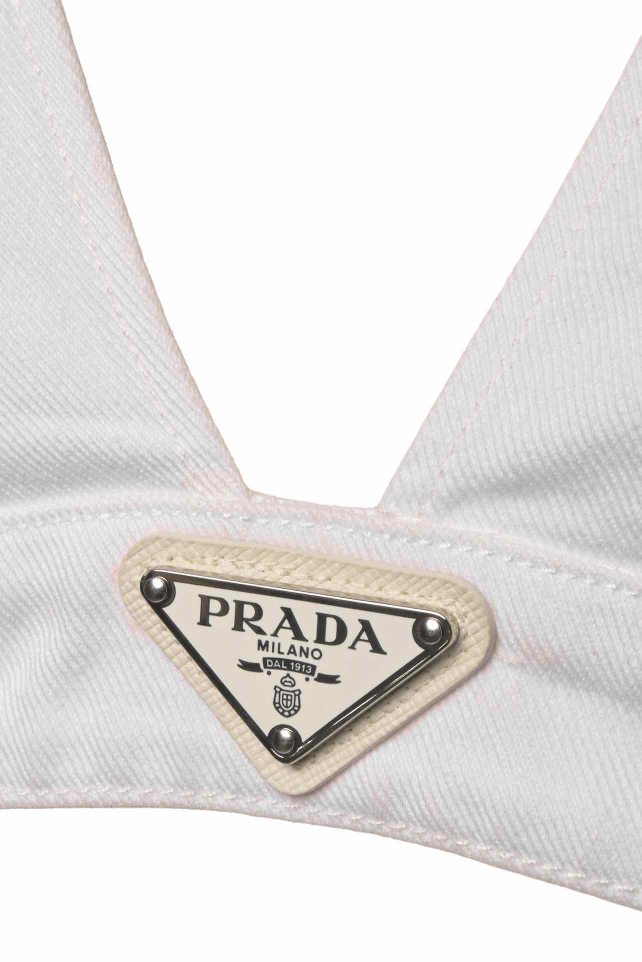 Prada Size S/M Logo Denim Bralette - Image 3