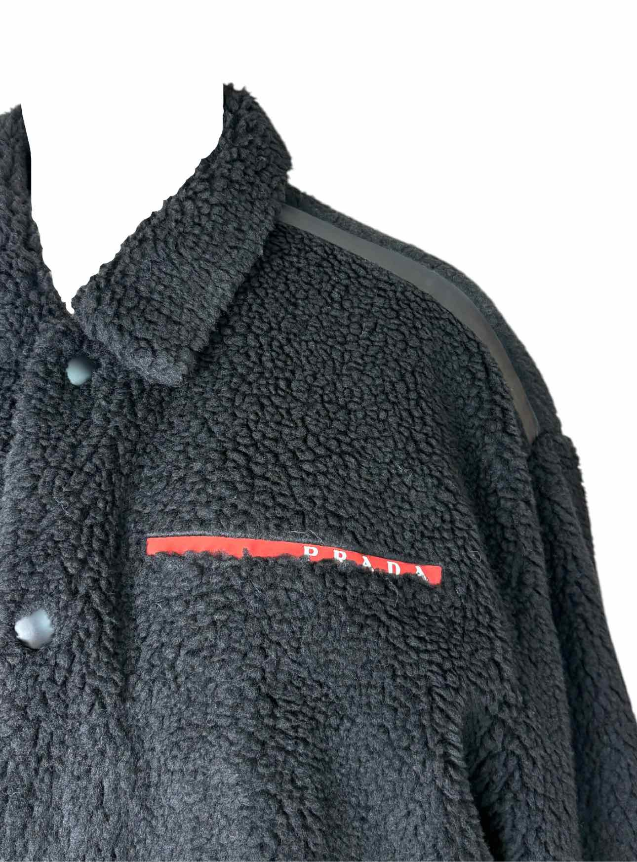 Prada Size XL Logo Men's Fleece Logo Jacket - Image 3