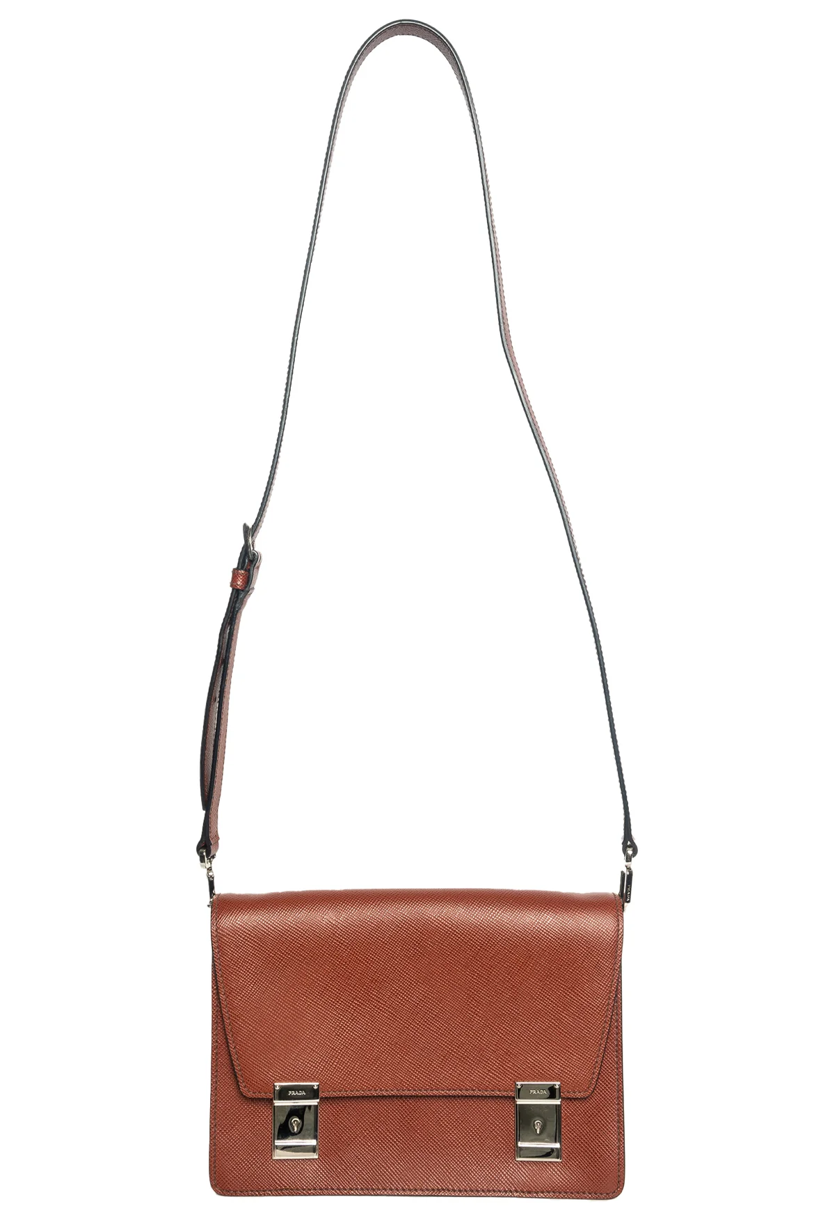 Prada Small Saffiano Double Lock Convertible Clutch - Image 6