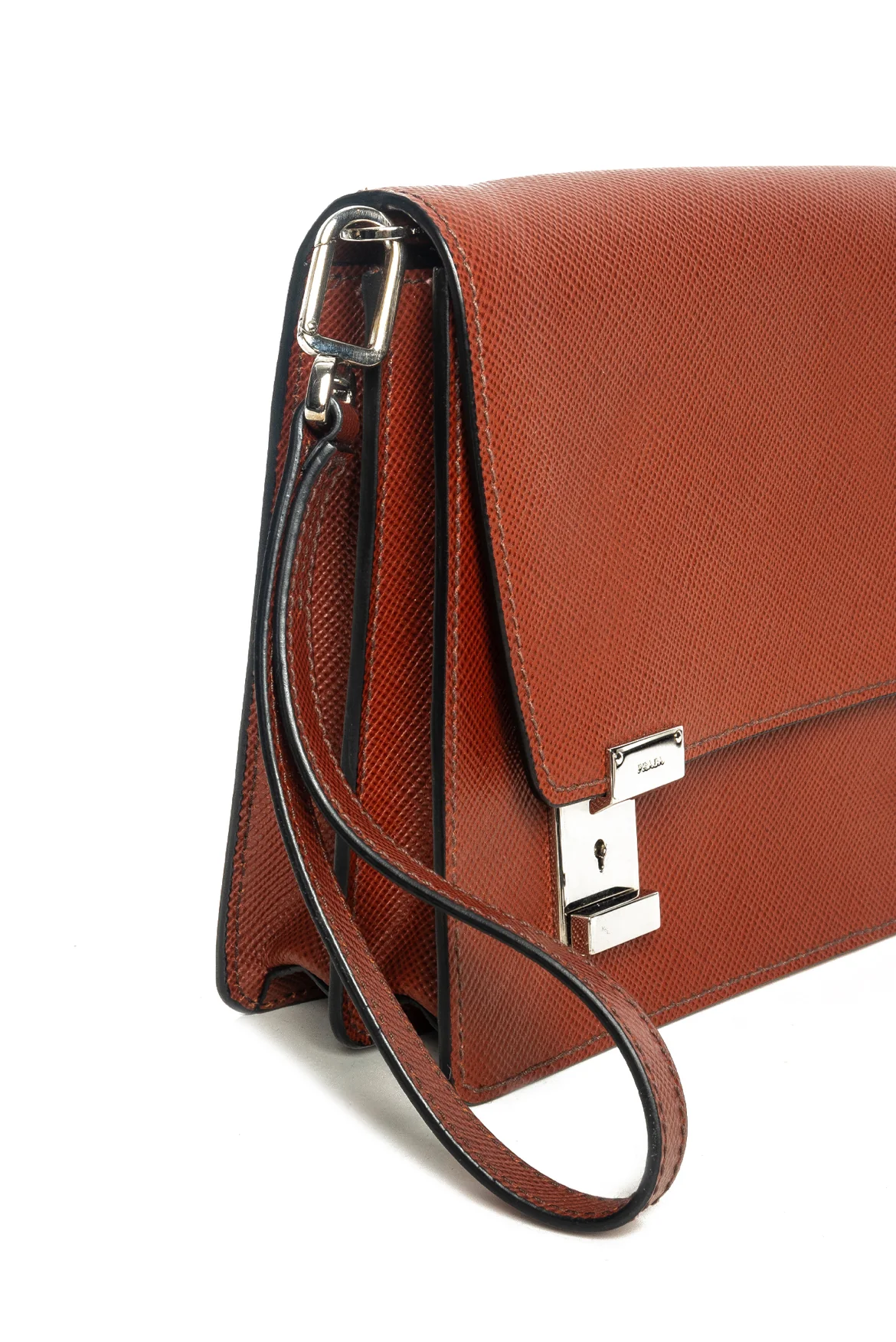 Prada Small Saffiano Double Lock Convertible Clutch - Image 7