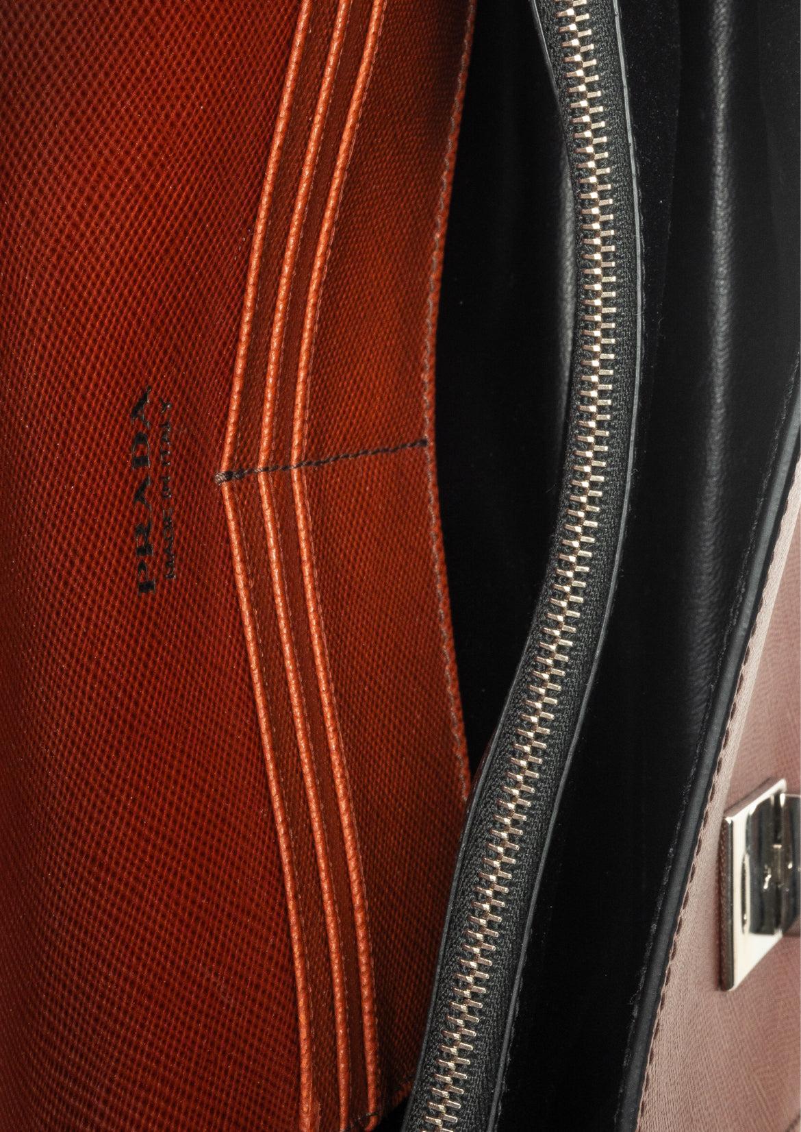 Prada Small Saffiano Double Lock Convertible Clutch - Image 8