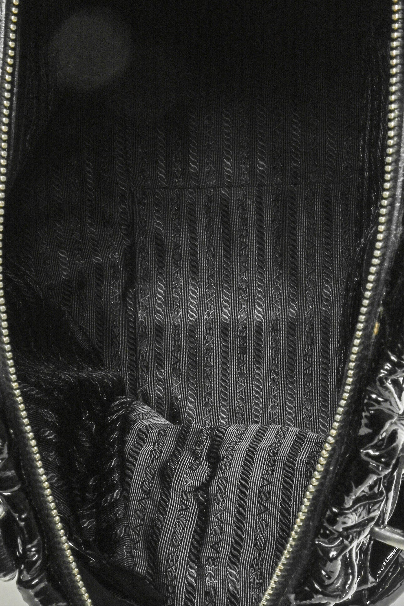 Prada Vernice Gaufre Ruched Patent Leather Tote - Image 6