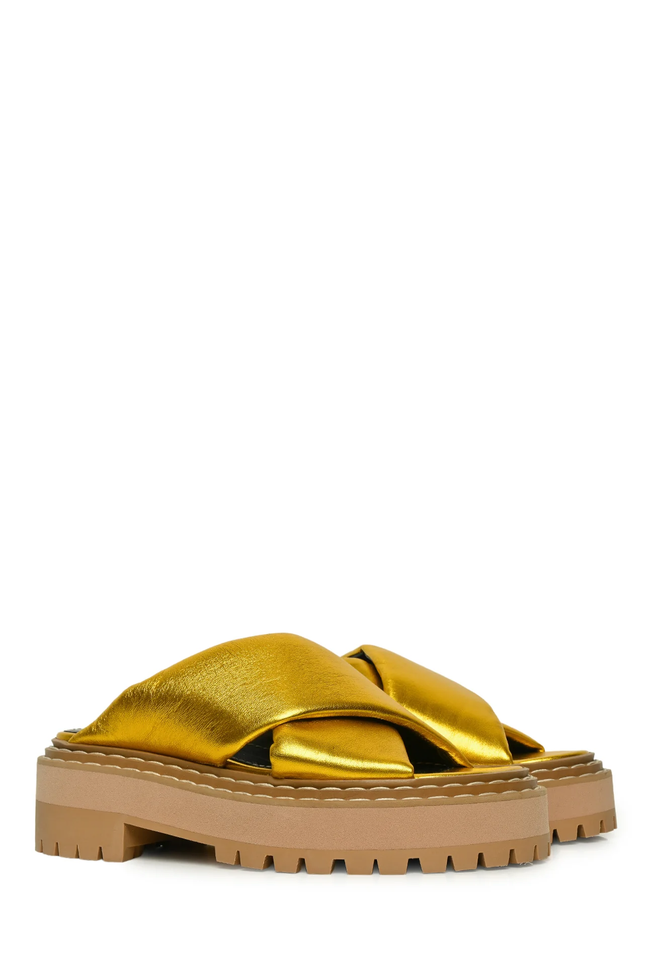 Proenza Schouler Size 36.5 Metallic Leather Platform Sandals - Image 2