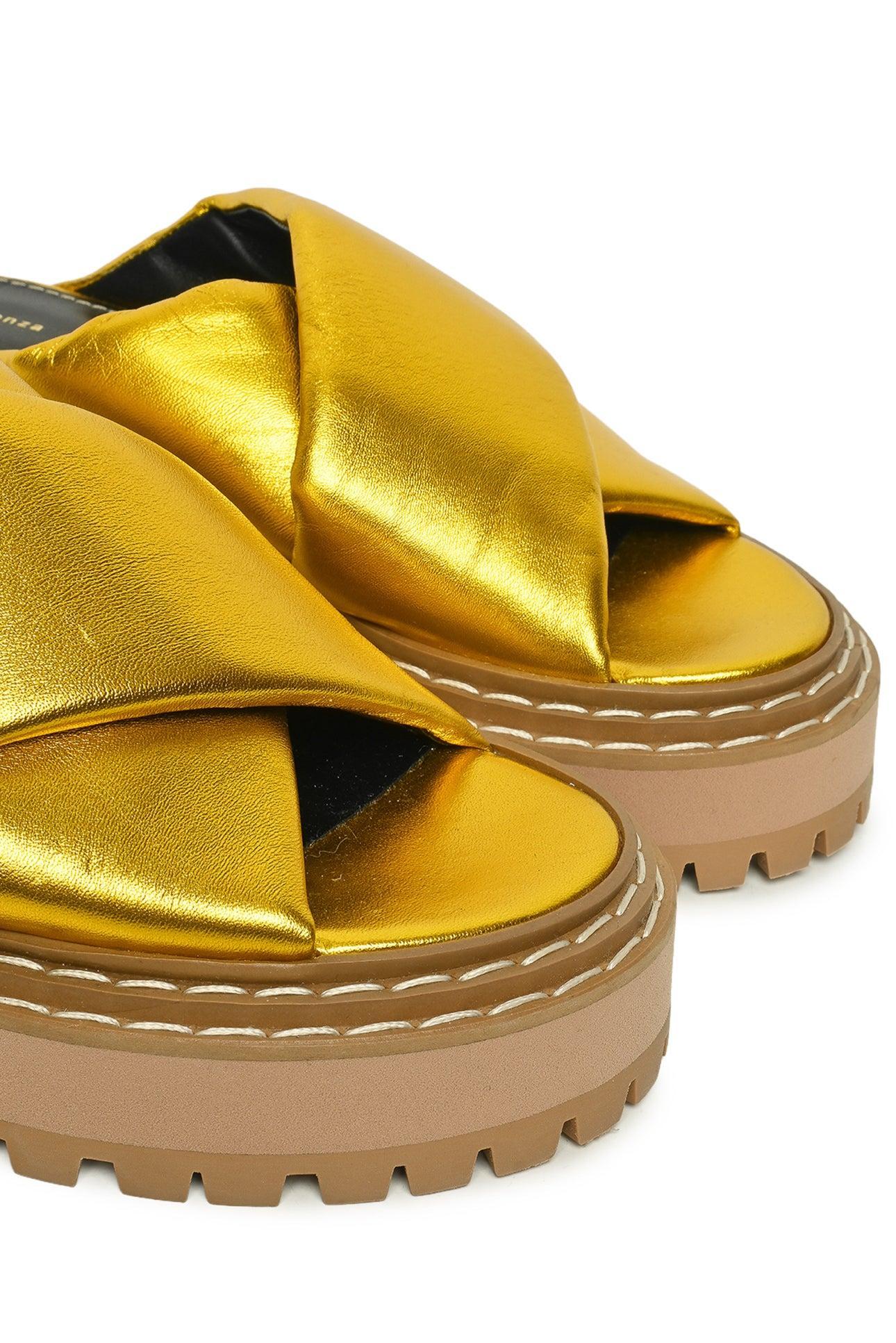 Proenza Schouler Size 36.5 Metallic Leather Platform Sandals - Image 5