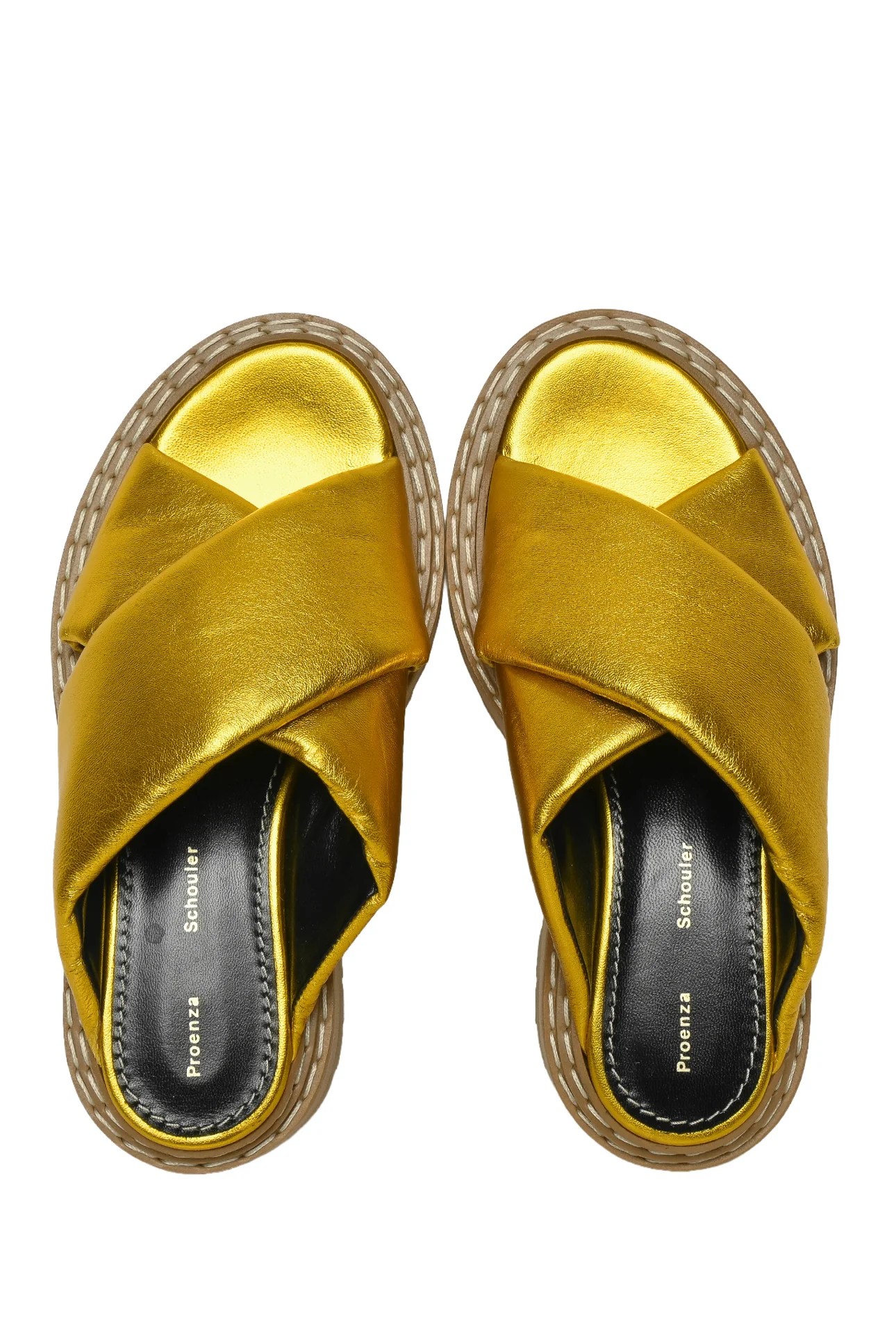 Proenza Schouler Size 36.5 Metallic Leather Platform Sandals - Image 7
