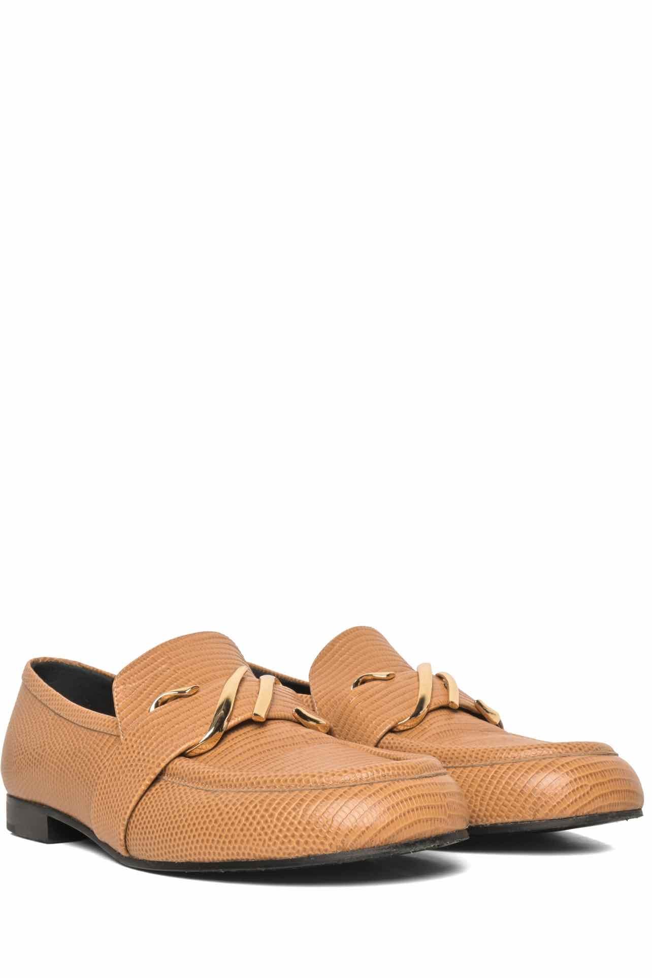 Proenza Schouler Size 39 Lizard Print Embossed Leather Loafers - Image 2