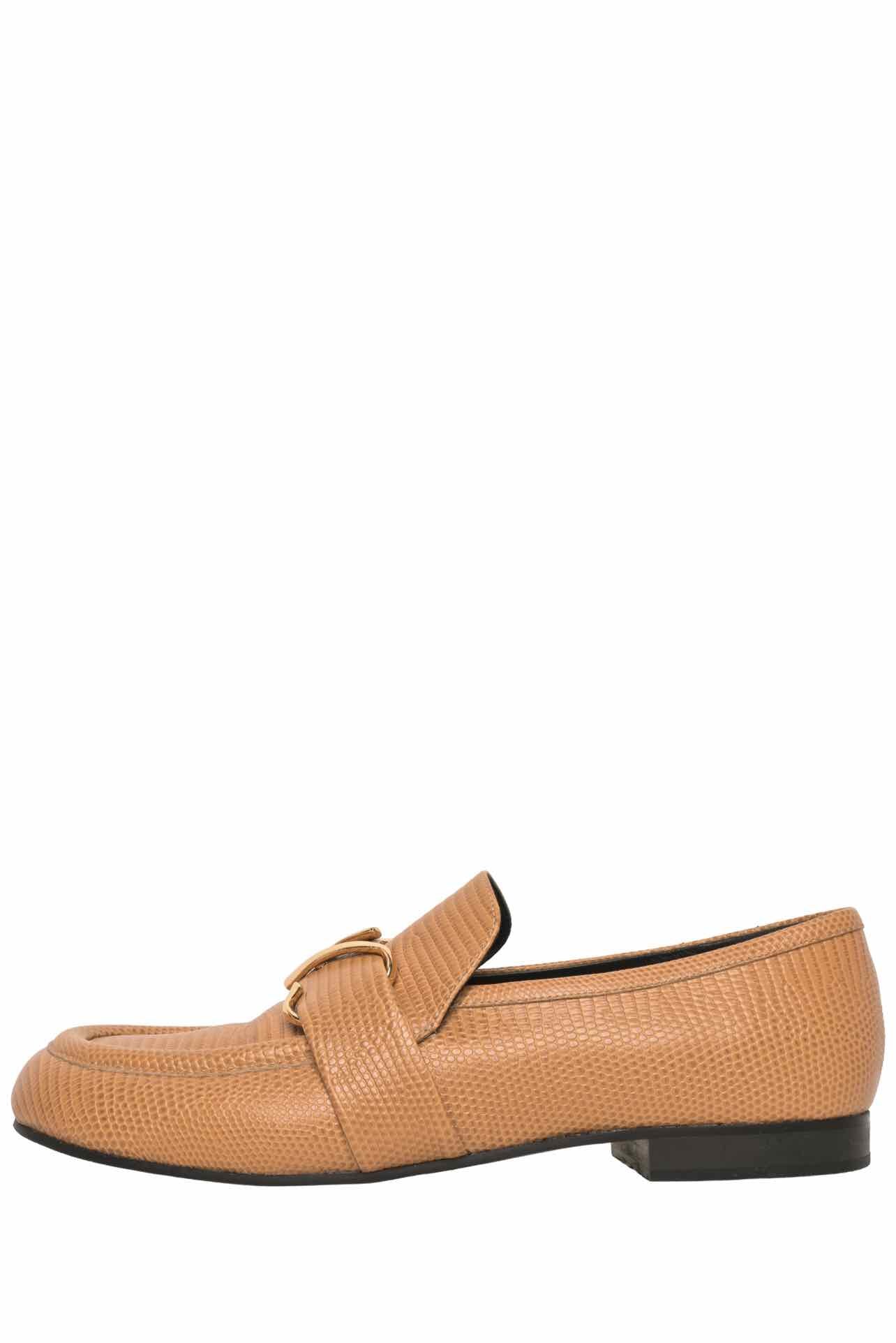 Proenza Schouler Size 39 Lizard Print Embossed Leather Loafers - Image 3