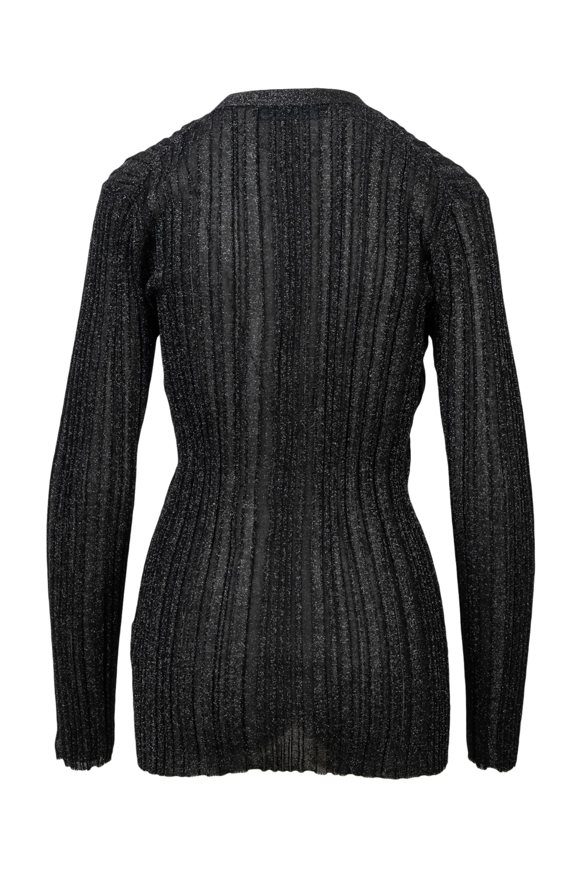 Proenza Schouler Size M Metallic Ribbed Thin Knit Cardigan - Image 2