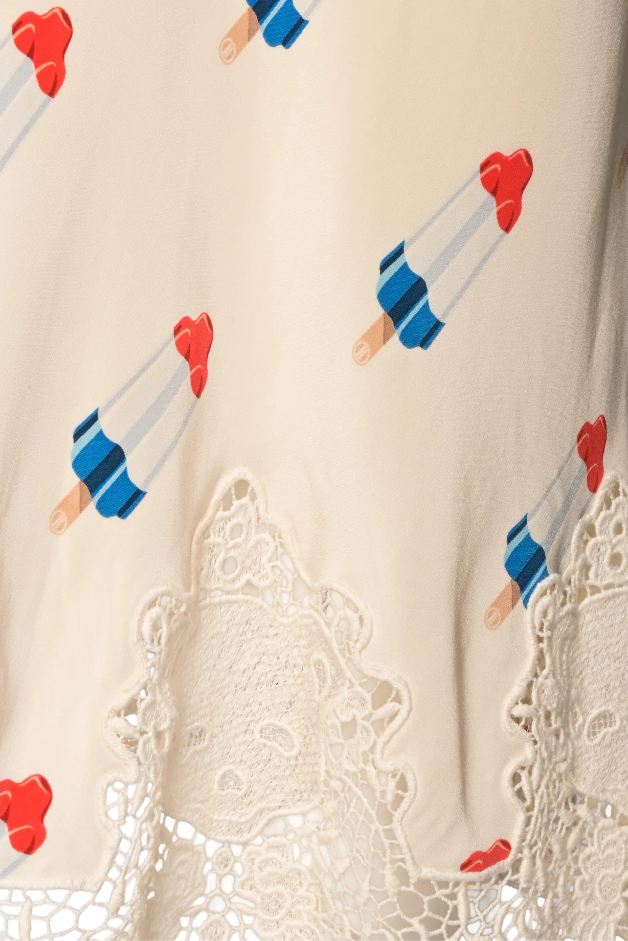 Push Button Size S Lace Trim Popsicle Print Silk Slip Dress - Image 3