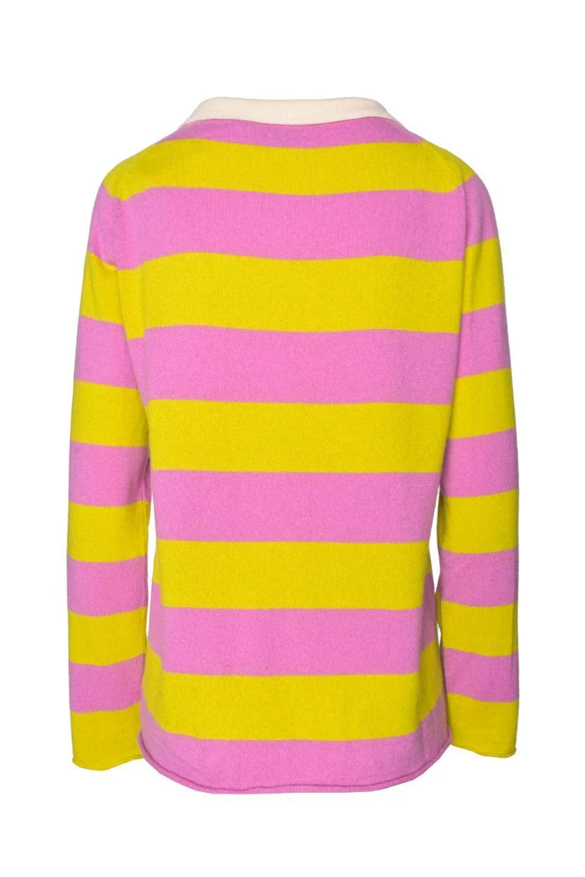 Queene and Belle Size L Striped Cashmere Polo Sweater - Image 2