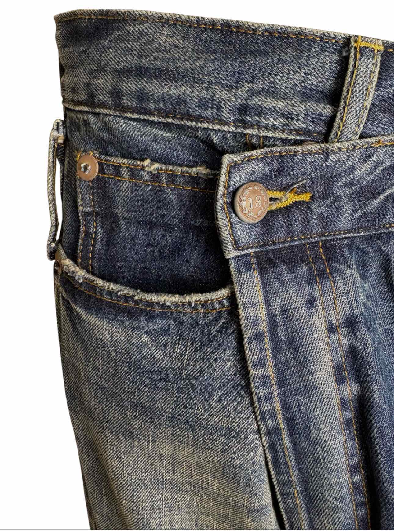 R13 Size 28 Distressed Crossover Jeans - Image 3
