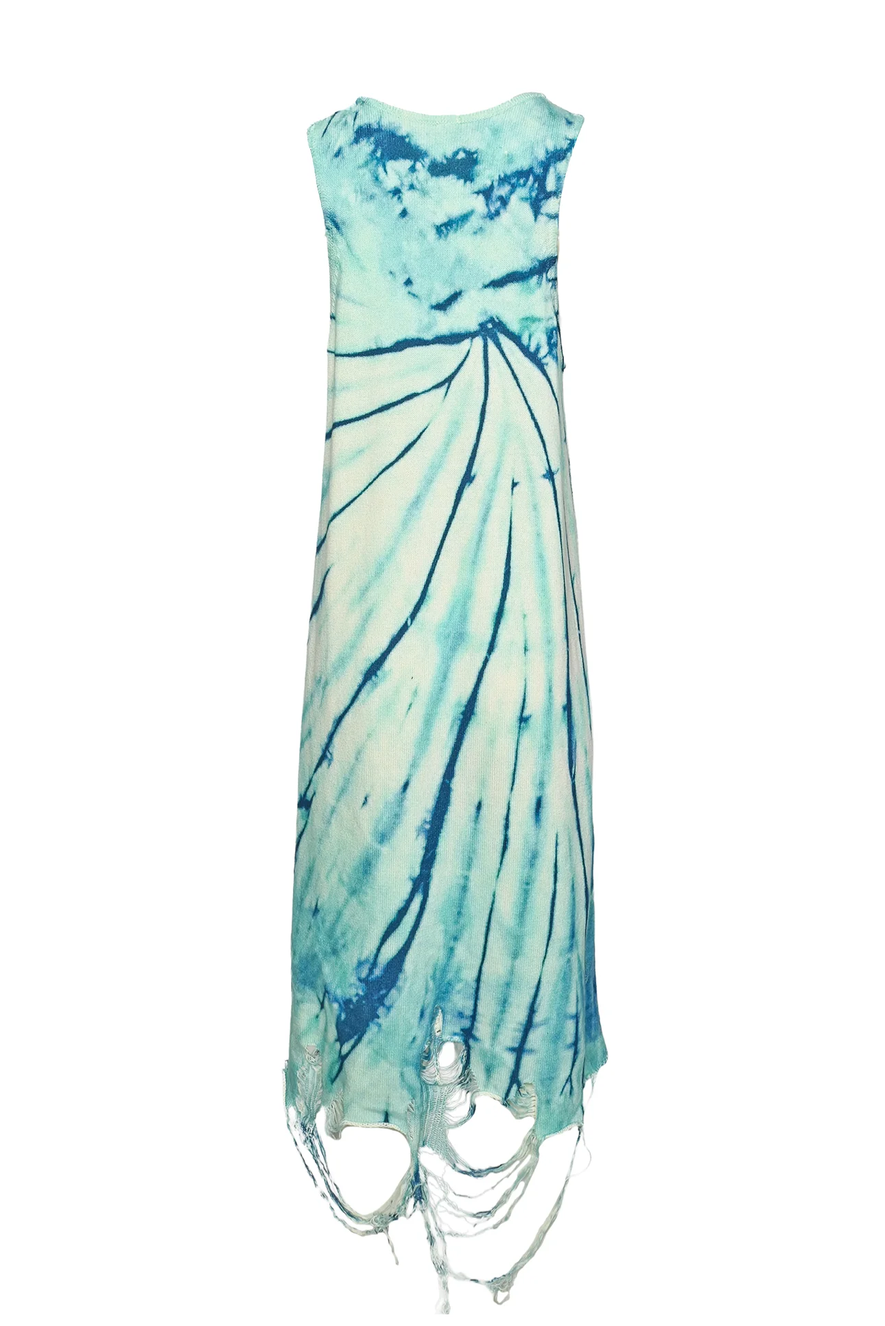 R13 Size S Blue Tie-Dye Destroyed Knit Tank Dress - Image 2
