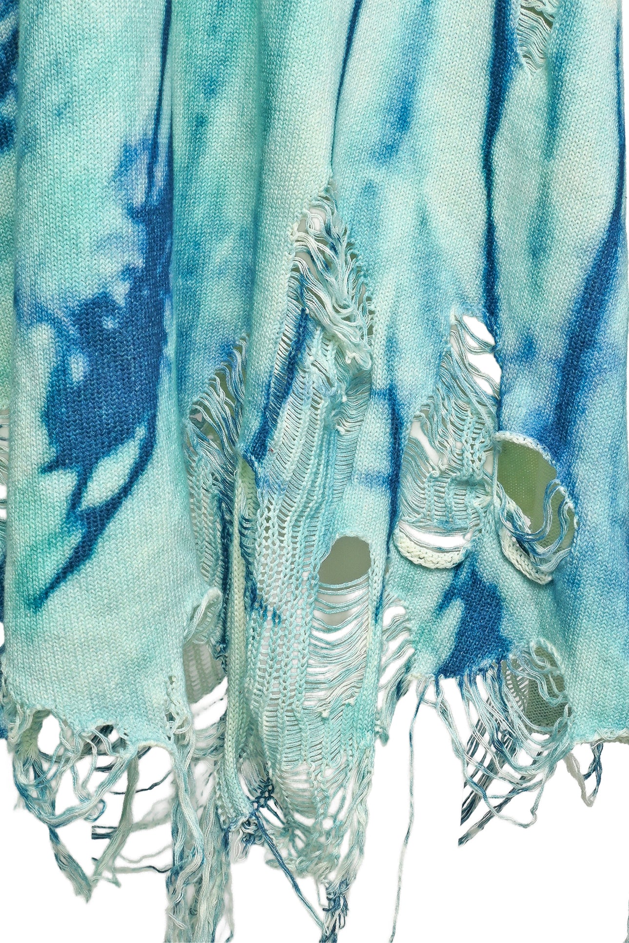 R13 Size S Blue Tie-Dye Destroyed Knit Tank Dress - Image 3