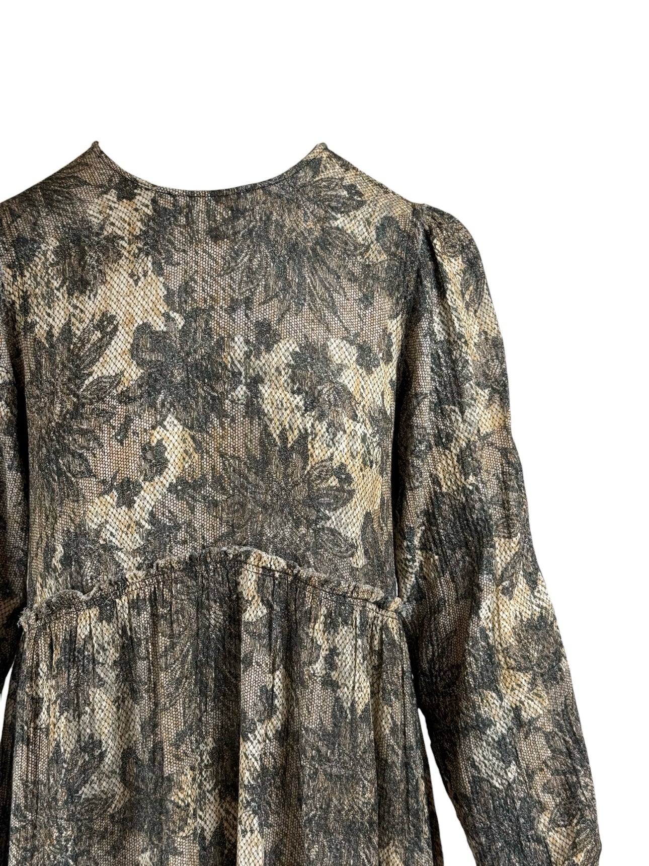 R13 Size S Long Sleeve Shredded Relaxed Midi Dress - Image 3
