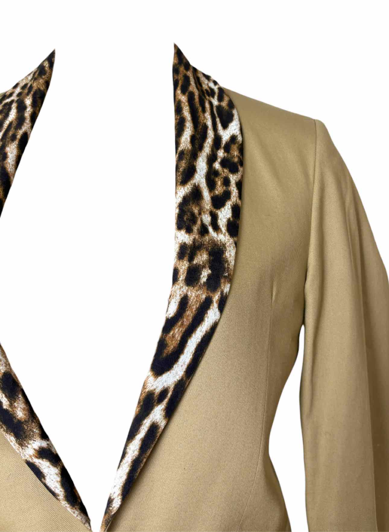 R13 Size XS Leopard Print Shawl Collar Cotton Blazer - Image 3