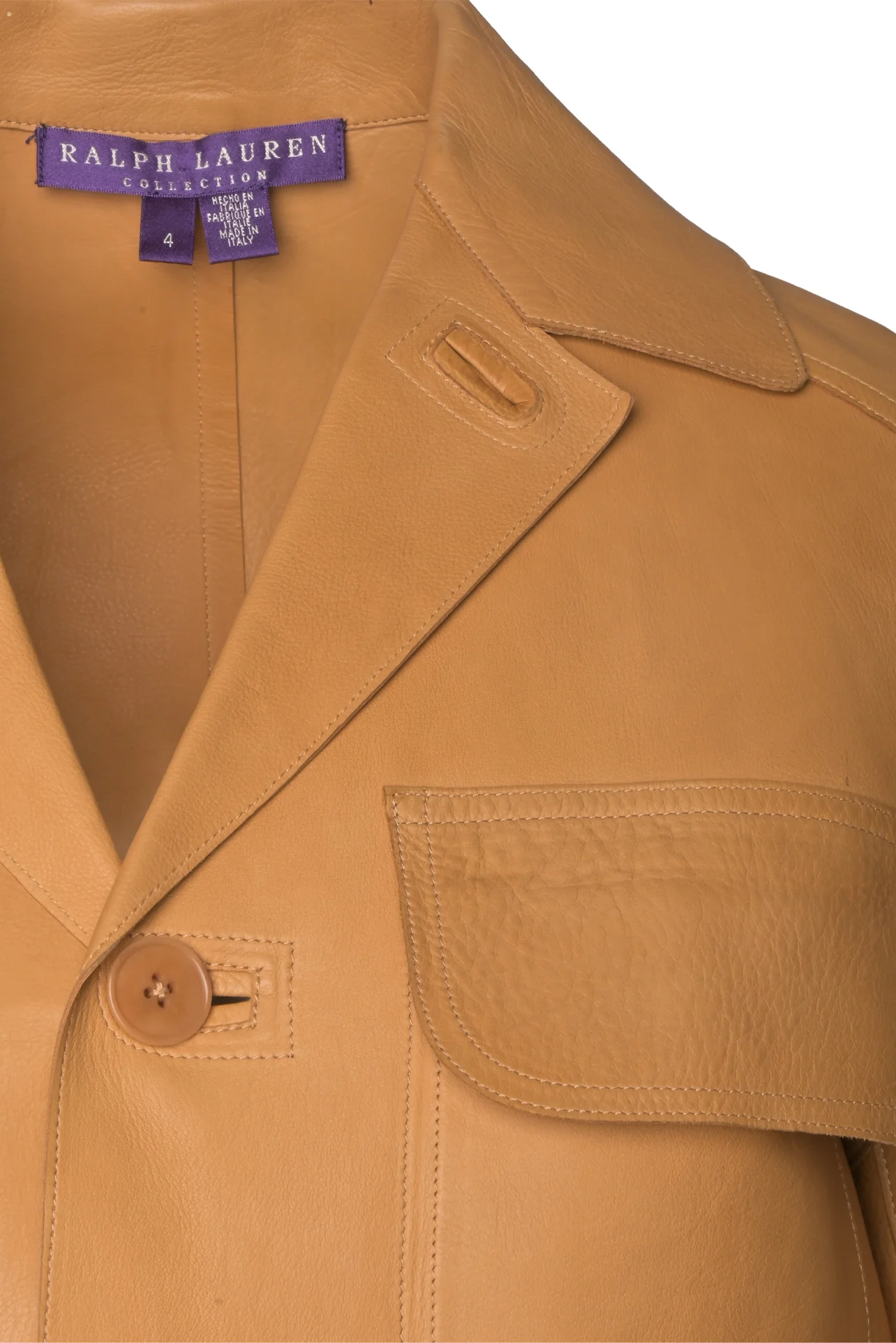 Ralph Lauren Collection Size 4 Calfskin Leather 3 Button Blazer Jacket - Image 3