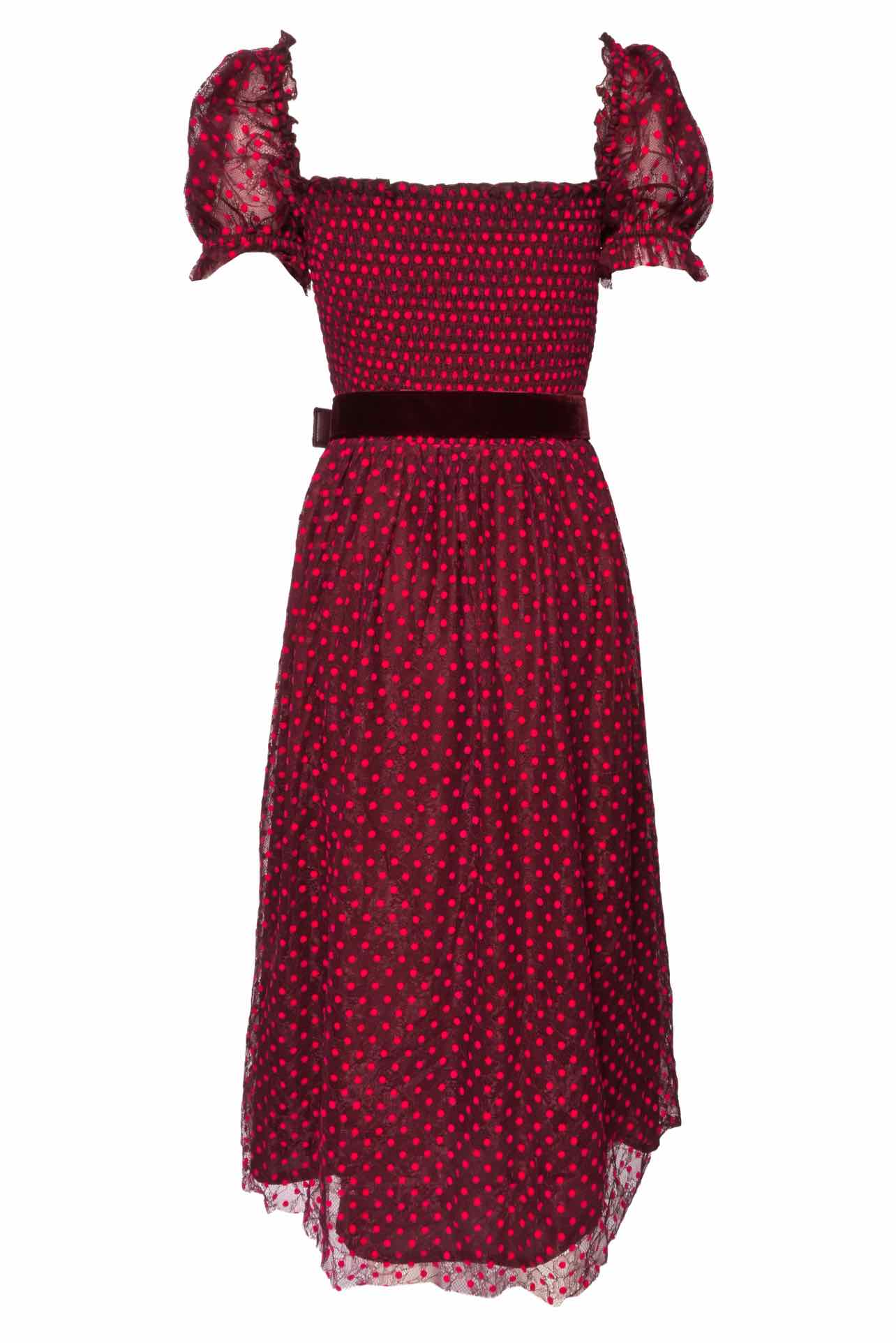 Rebecca Vallance Size 6 Midnight Kiss Lace Polka Dot Midi Dress - Image 2