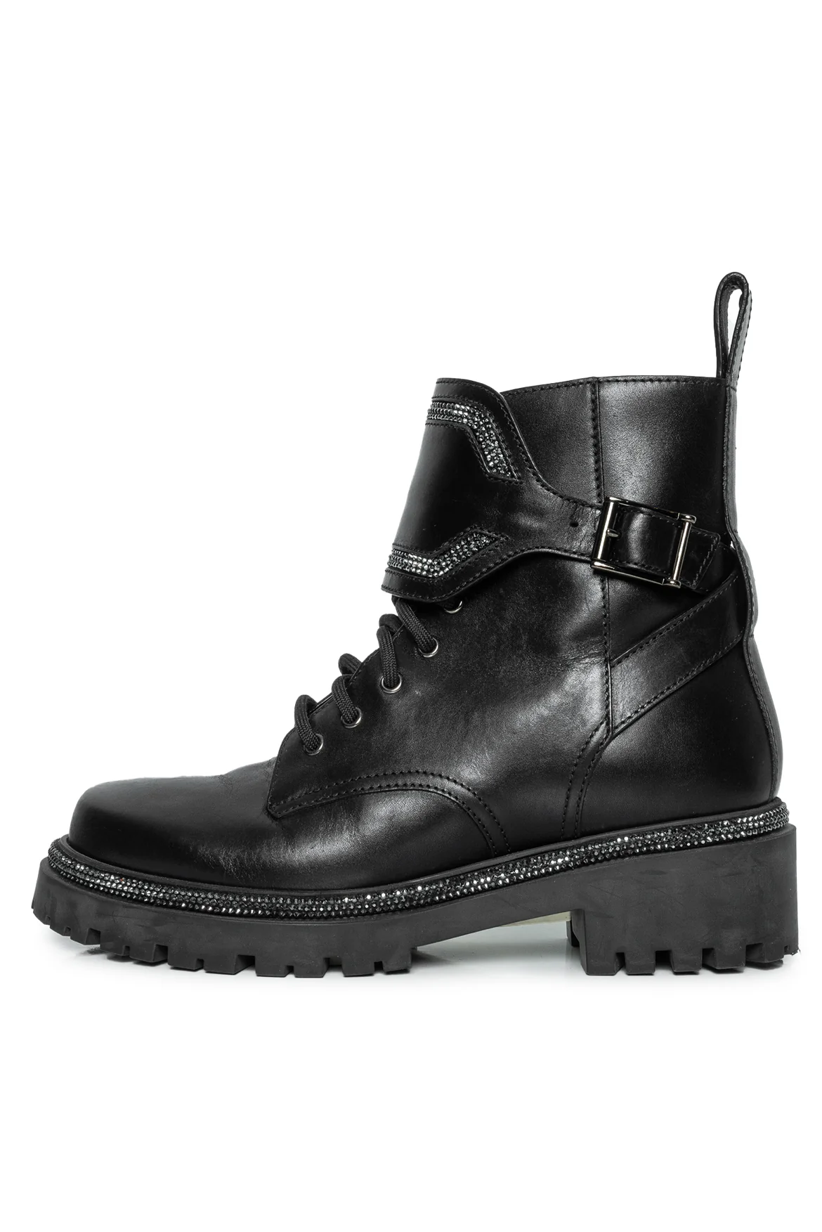Rene Caovilla Size 34.5 Black Hematite Strass Ankle Boots - Image 3
