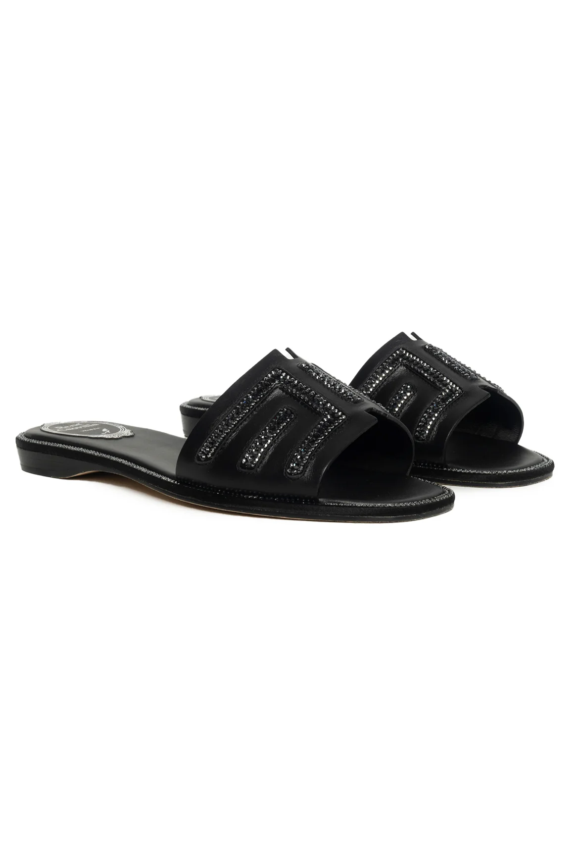 Rene Caovilla Size 37 Hematite Graphite Mule Slides - Image 2