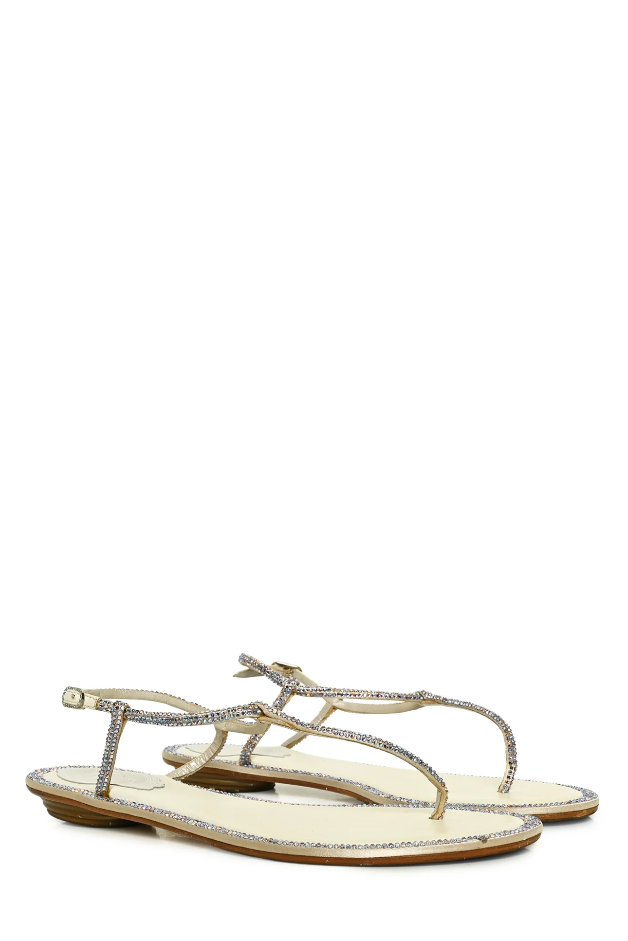 Rene Caovilla Size 8.5 Diana Crystal Embellished Flat Sandals - Image 2