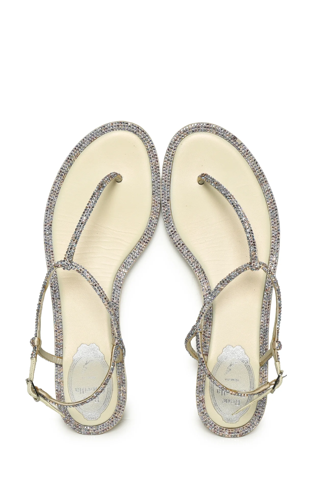 Rene Caovilla Size 8.5 Diana Crystal Embellished Flat Sandals - Image 6