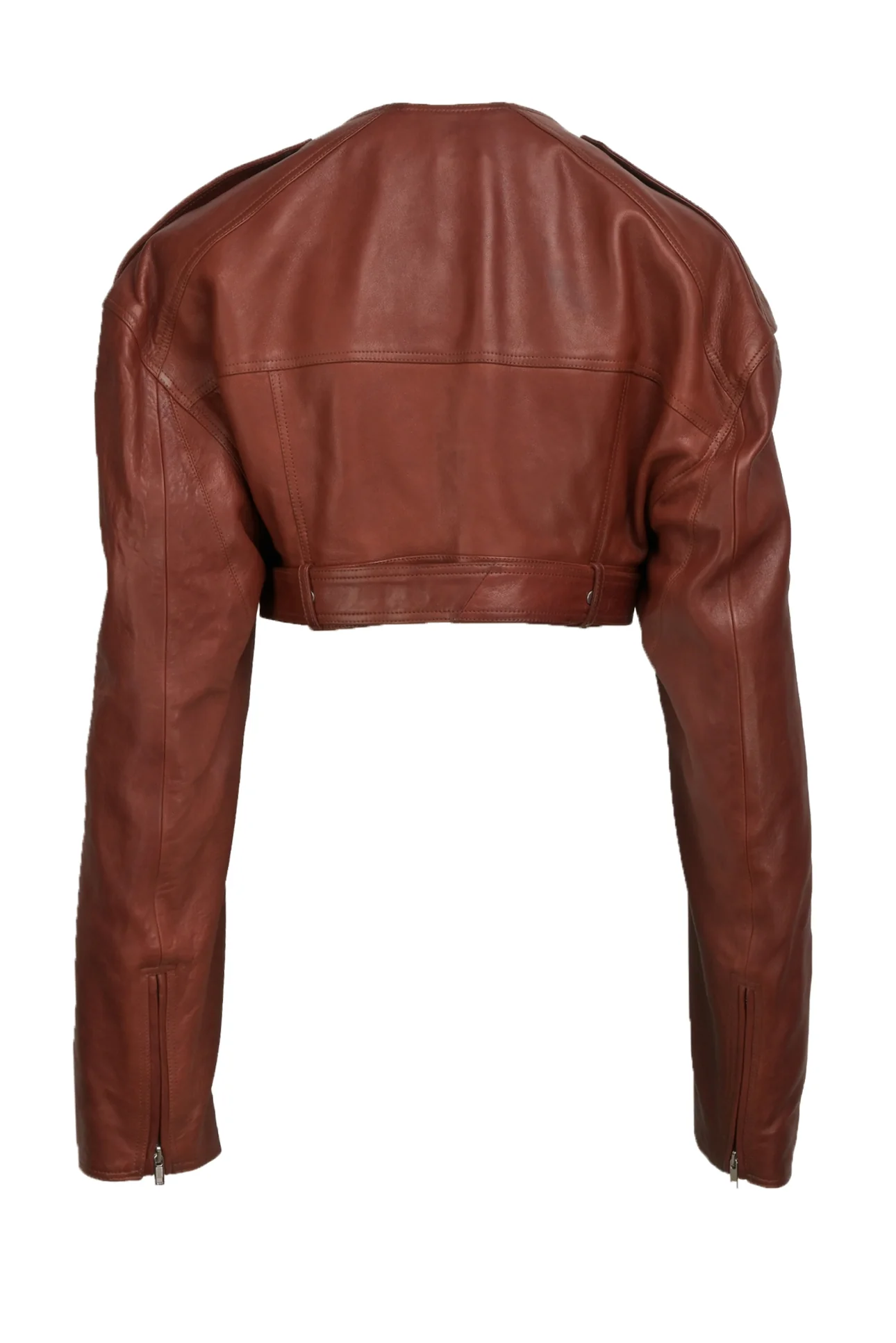 Rick Owens Size 2 Micro Biker Cropped Leather Jacket - Image 3