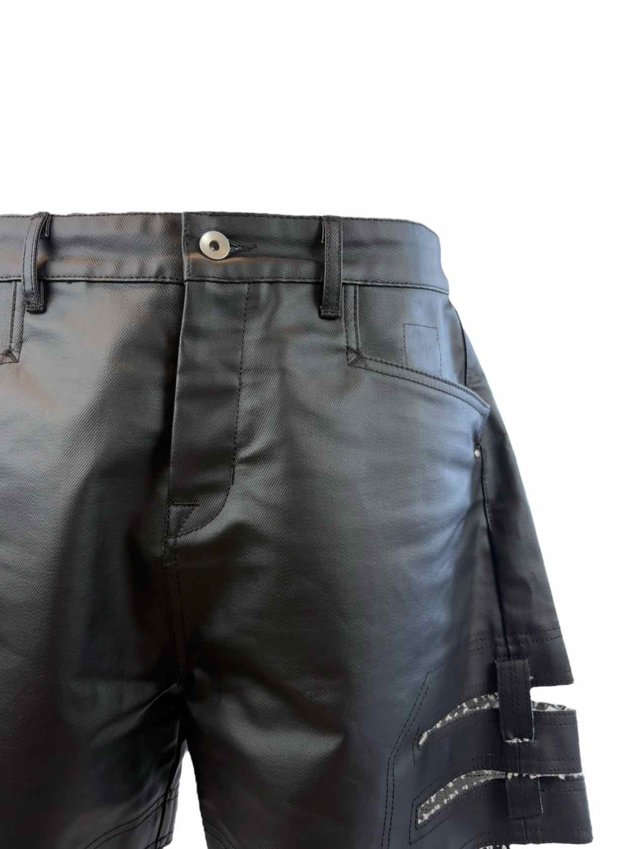 Rick Owens Size 33 Men's DRKSHDW Cut-out Detail Spartan Coated Denim Shorts - Image 3