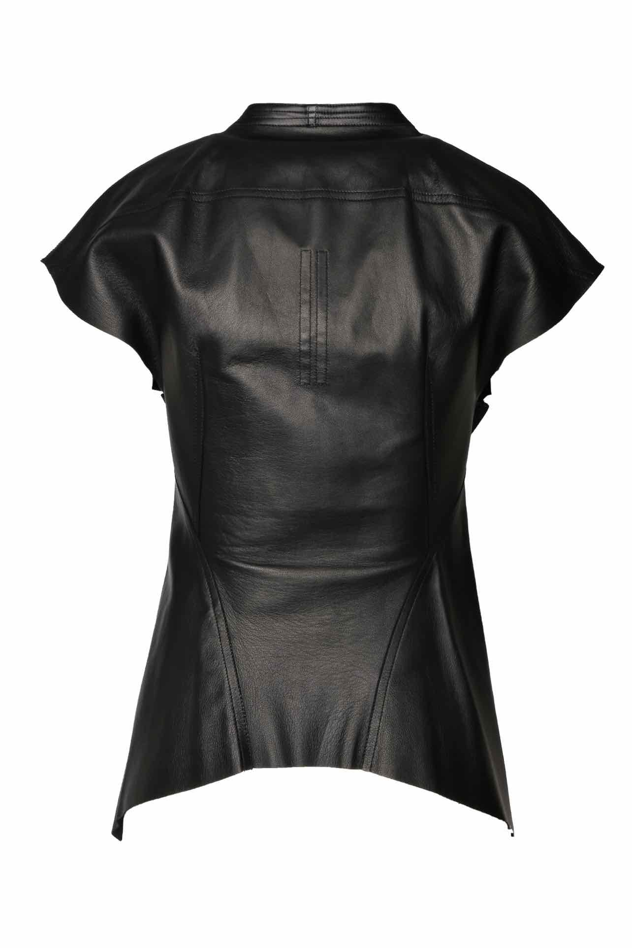 Rick Owens Size 4 Naska V-neck Leather Zip-up Vest - Image 2