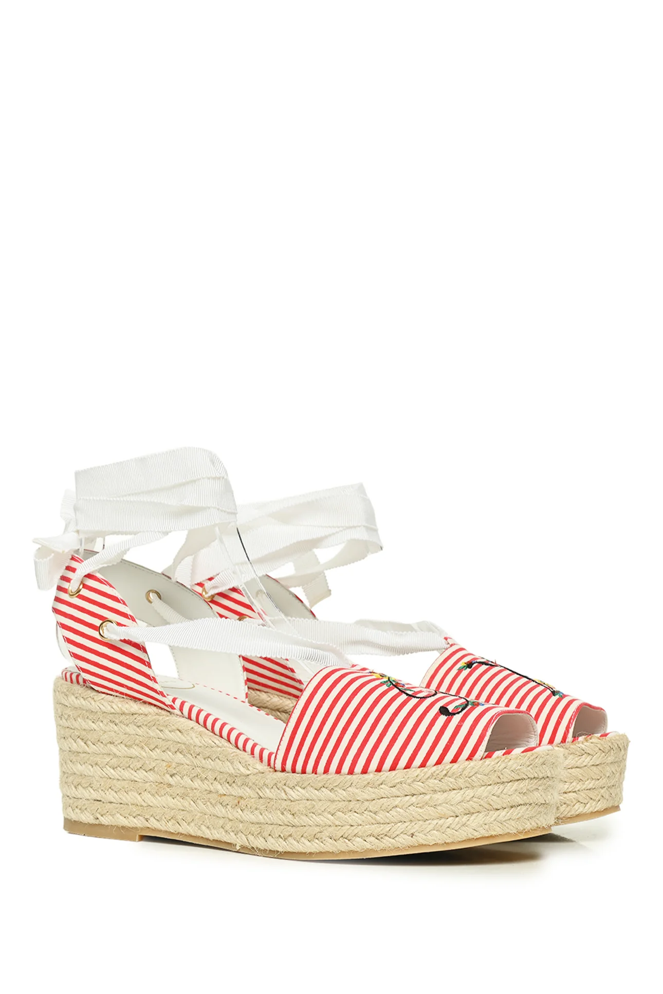 Roger Vivier Size 36.5 Blooming RV Embroidered Open Toe Espadrille Wedges - Image 2
