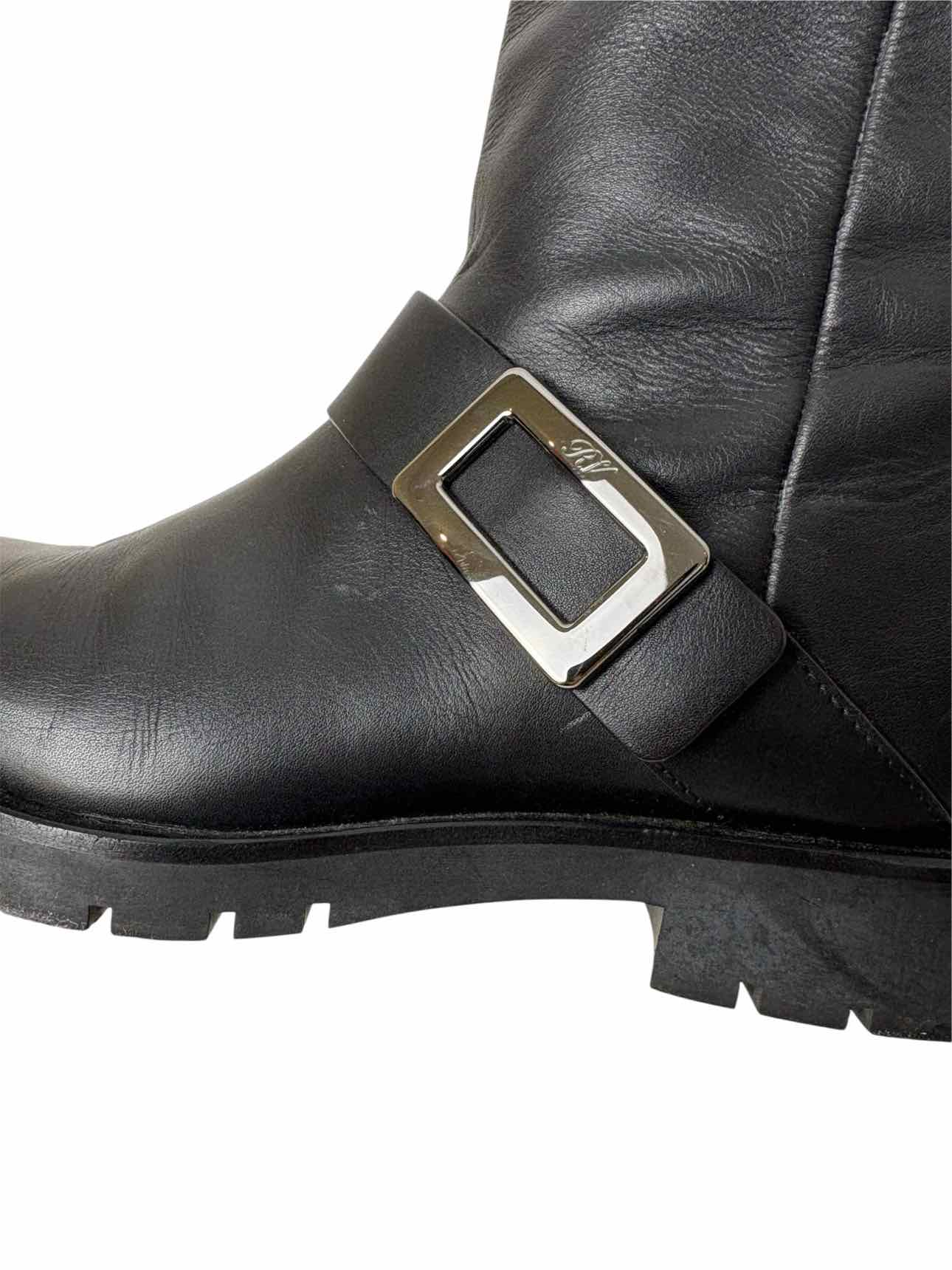 Roger Vivier Size 39.5 Leather Moto Boots - Image 9