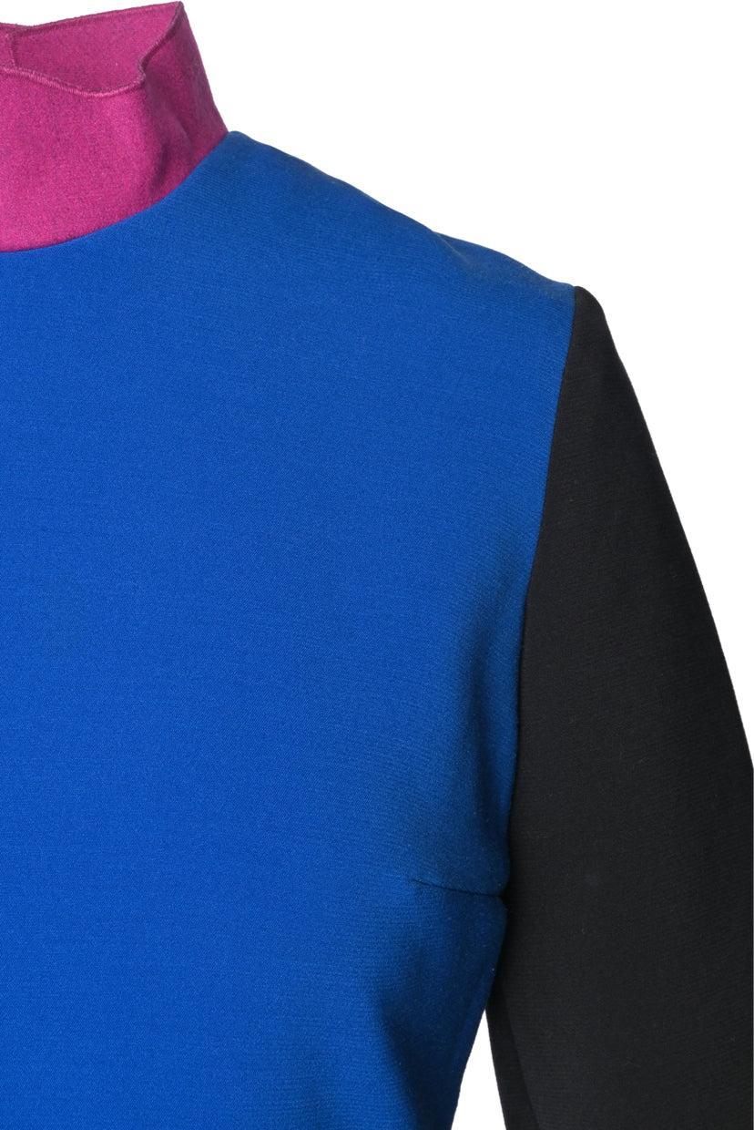 Roksanda Size 6 Colour Block Mock Neck Sheath Midi Dress - Image 3