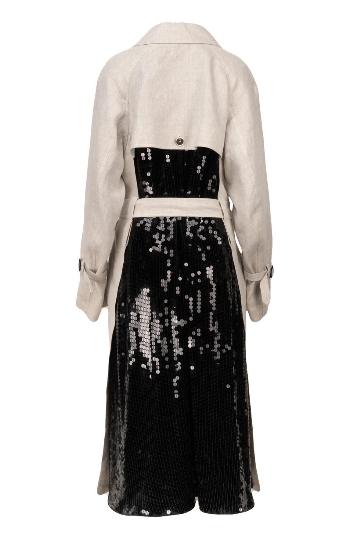 Roksanda Size M Sequin Embellished Silk & Linen Blend Trench Coat - Image 2