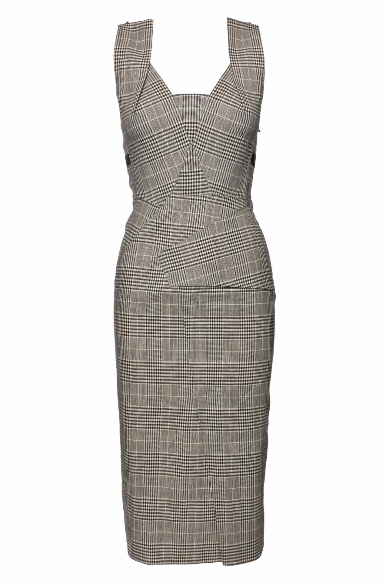 Roland Mouret Archive Size S Holloway Prince of Wales Checked Midi Dress