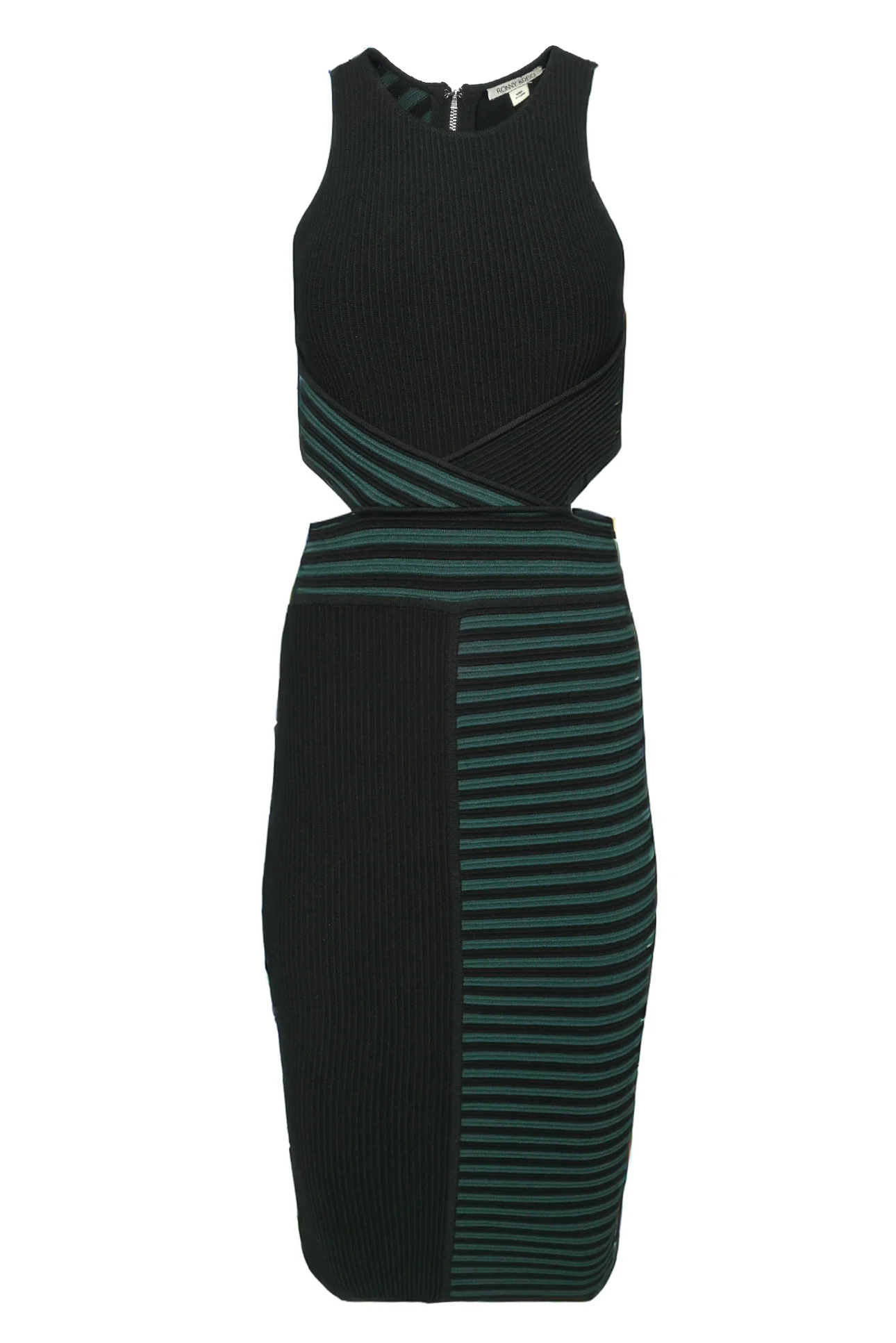 Ronny Kobo Size M Ribbed Bandage Cut Out Dress