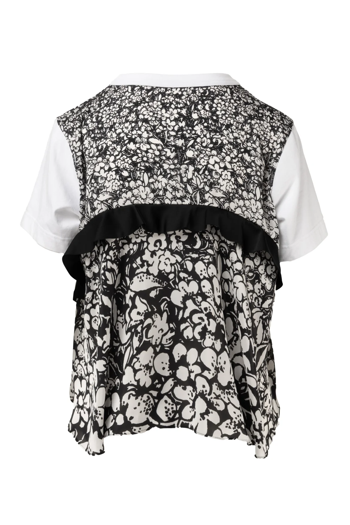 Sacai Size 3 Floral Ruffled Back T-Shirt - Image 2