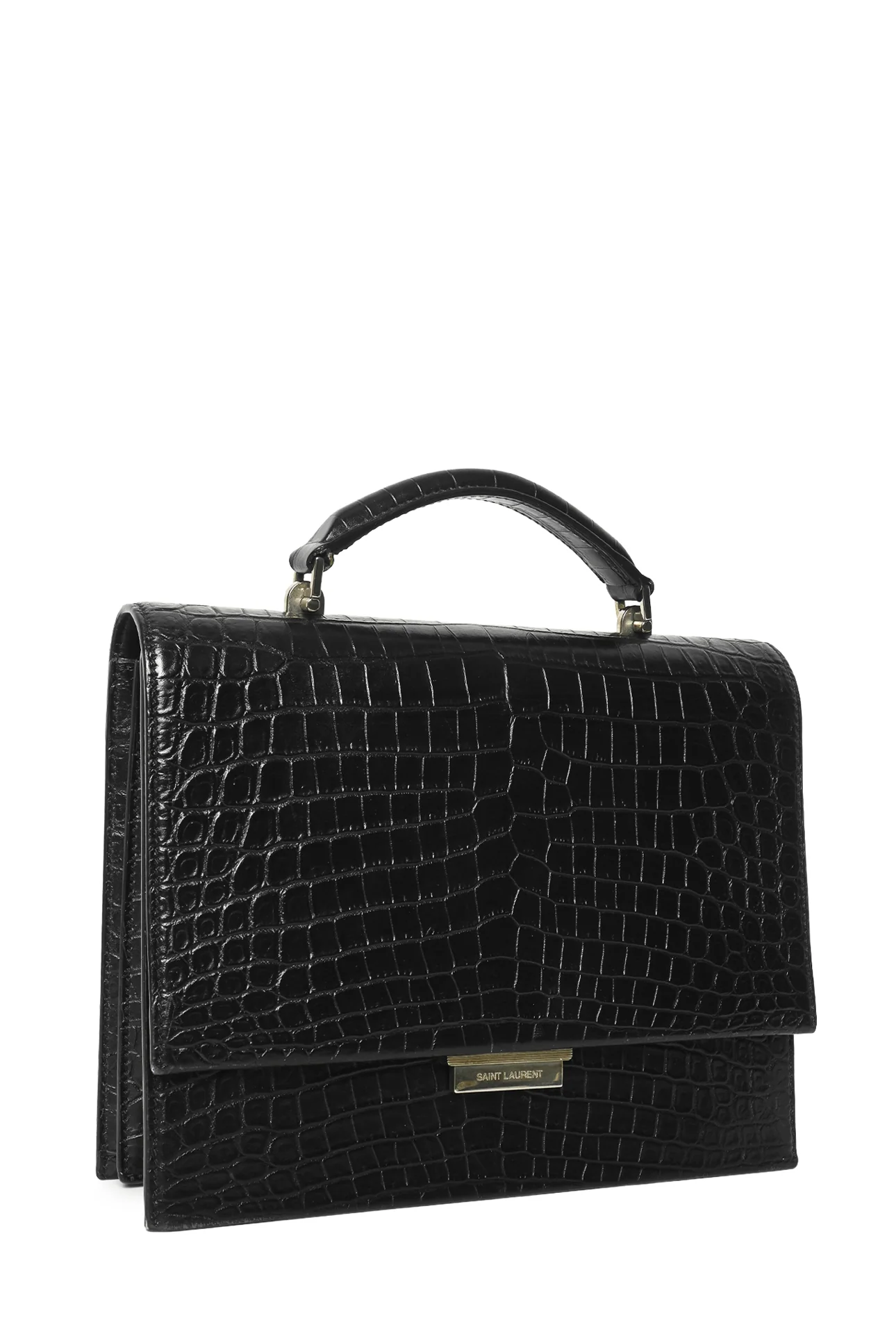 Saint Laurent 2017 Croc Embossed Leather Medium Babylone Top Handle Purse - Image 2