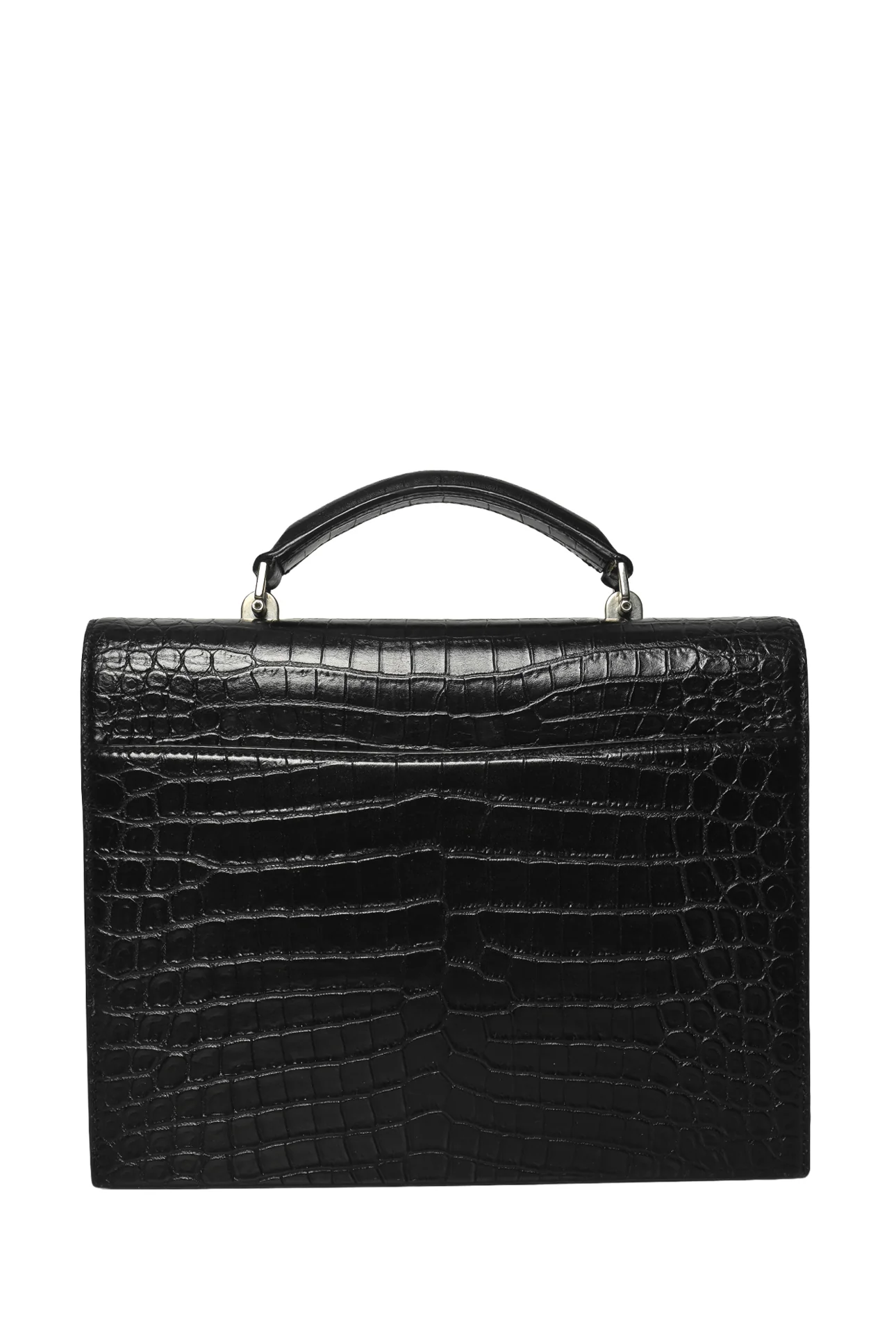 Saint Laurent 2017 Croc Embossed Leather Medium Babylone Top Handle Purse - Image 3