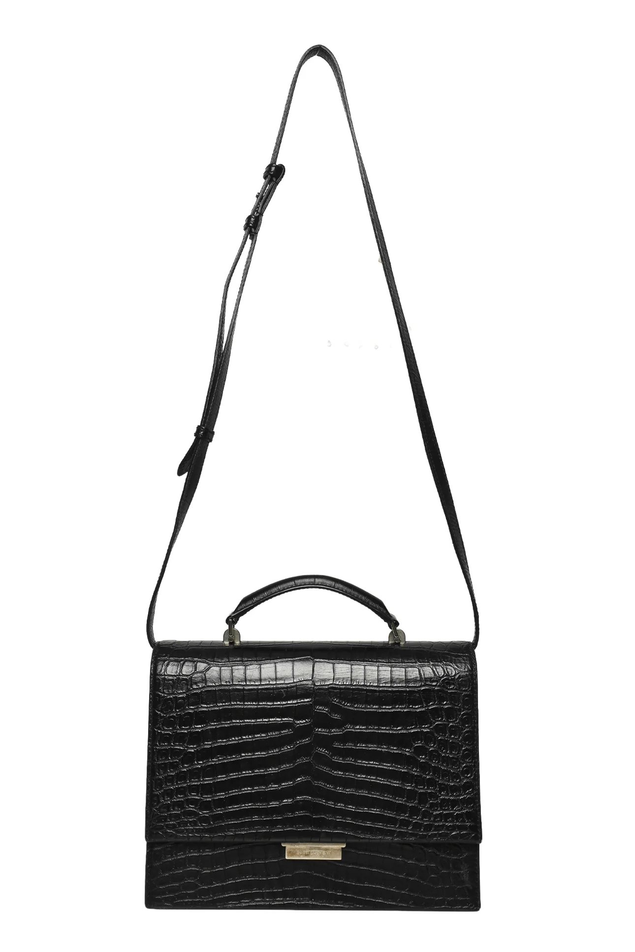 Saint Laurent 2017 Croc Embossed Leather Medium Babylone Top Handle Purse - Image 5
