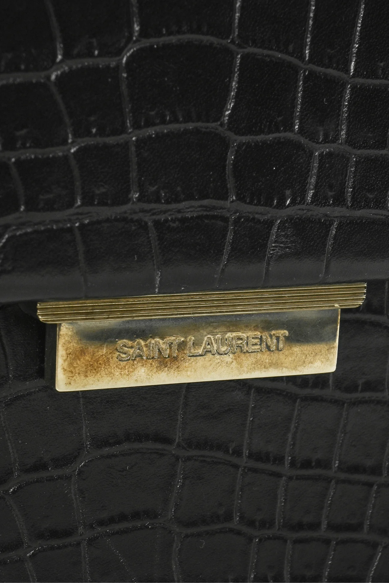 Saint Laurent 2017 Croc Embossed Leather Medium Babylone Top Handle Purse - Image 6