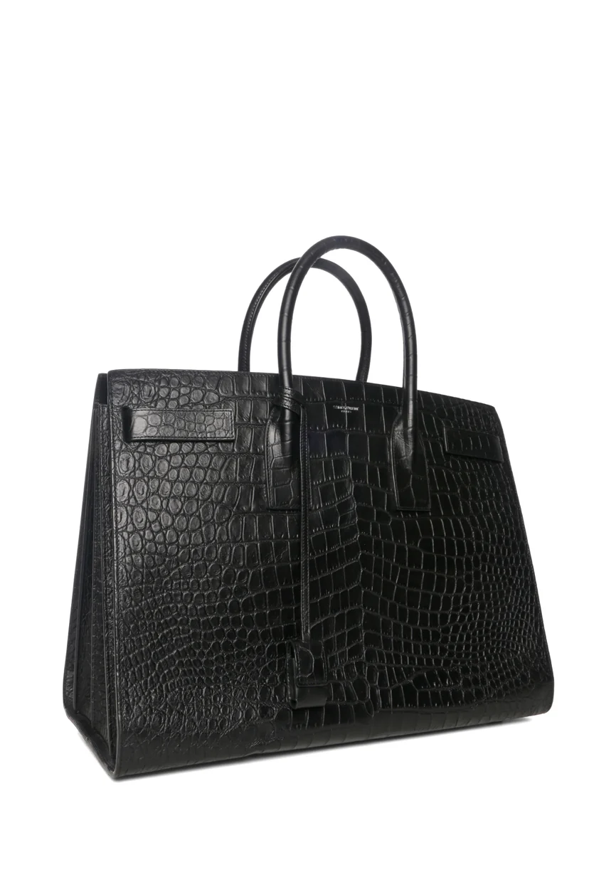 Saint Laurent 2017 Large Croc Embossed Sac De Jour Tote - Image 2
