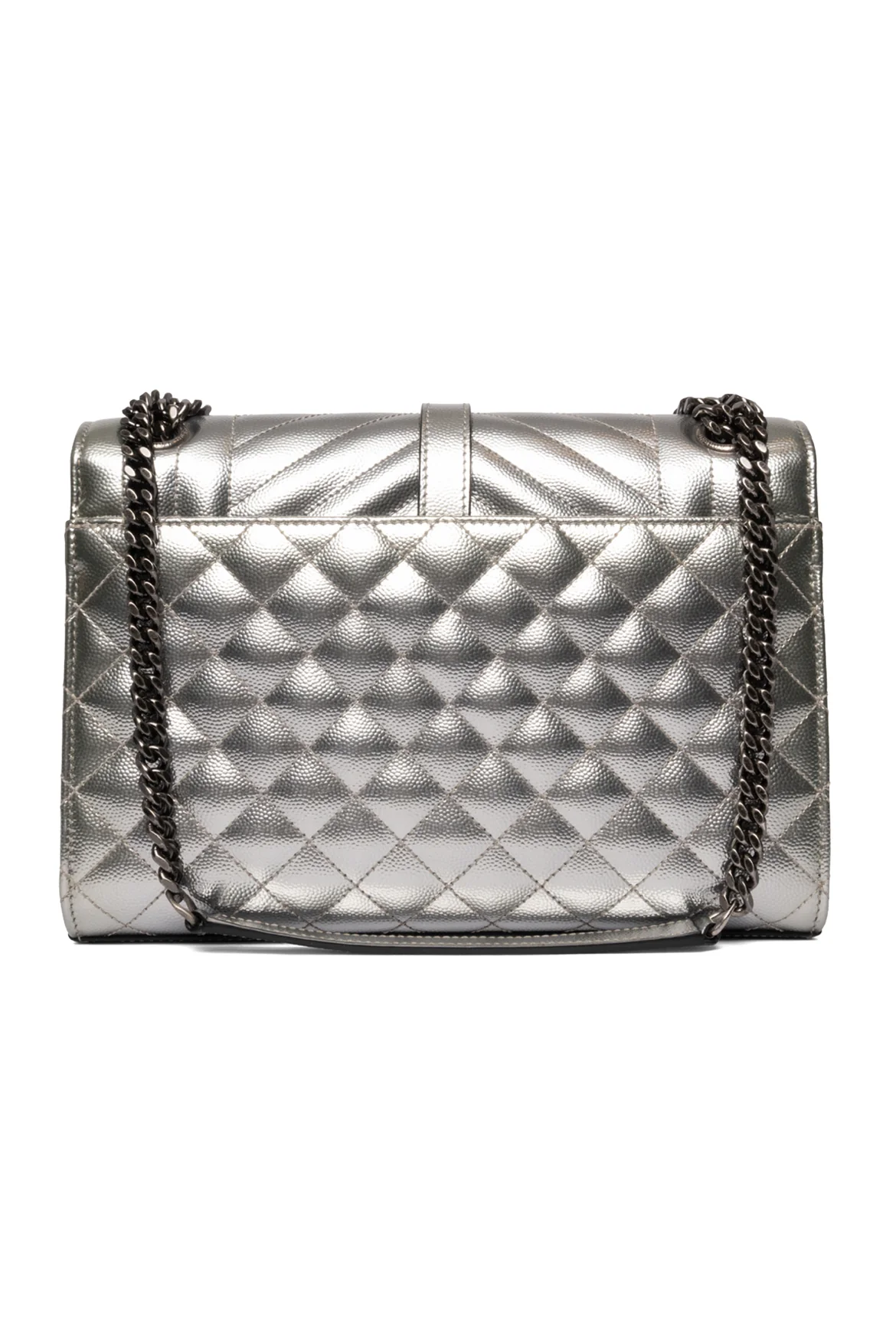 Saint Laurent 2018 Quilted Grain de Poudre Metallic Medium Envelope Crossbody - Image 3