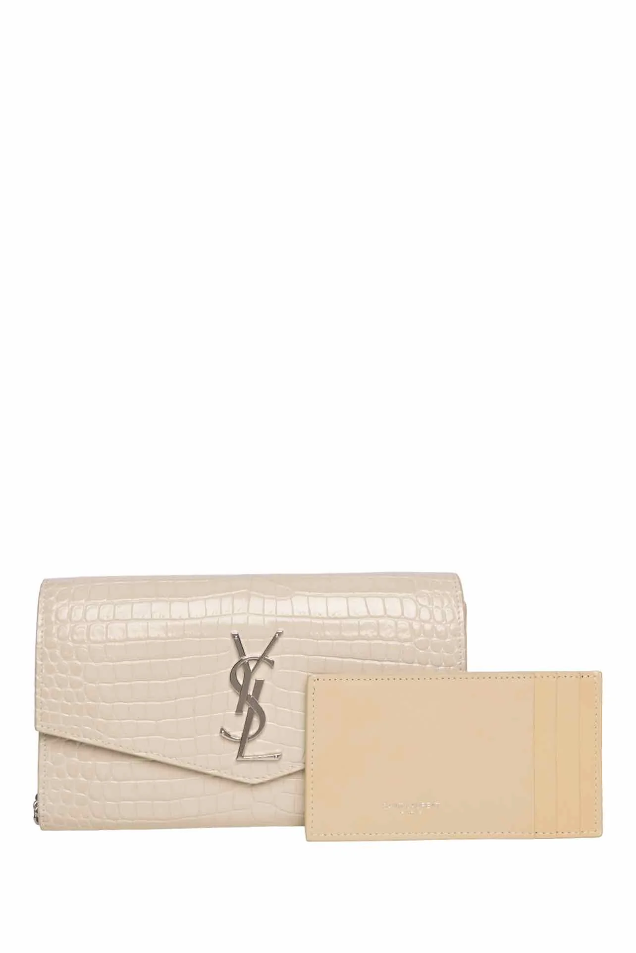 Saint Laurent 2020 Croc Embossed Uptown Chain Wallet Crossbody - Image 5