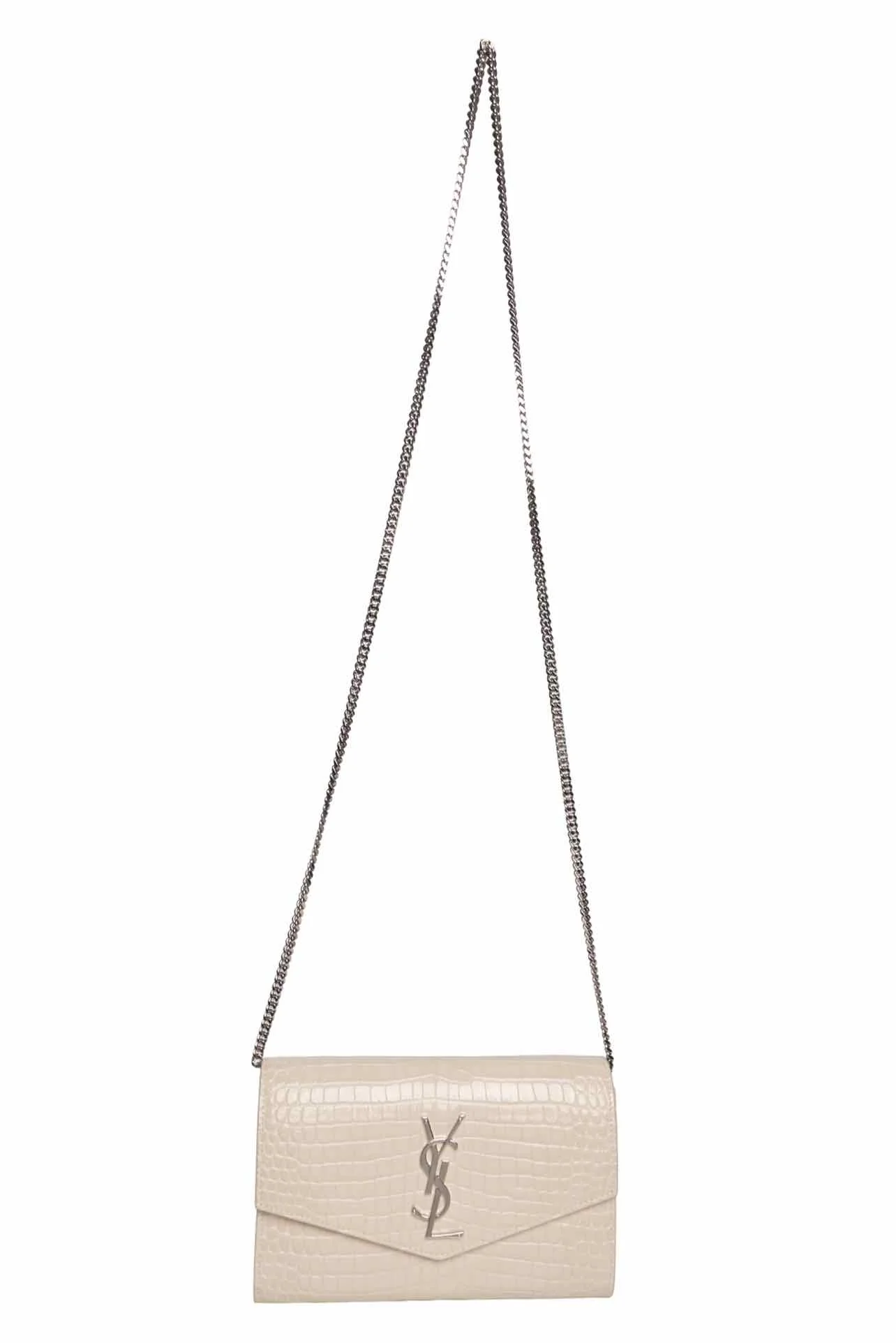 Saint Laurent 2020 Croc Embossed Uptown Chain Wallet Crossbody - Image 6