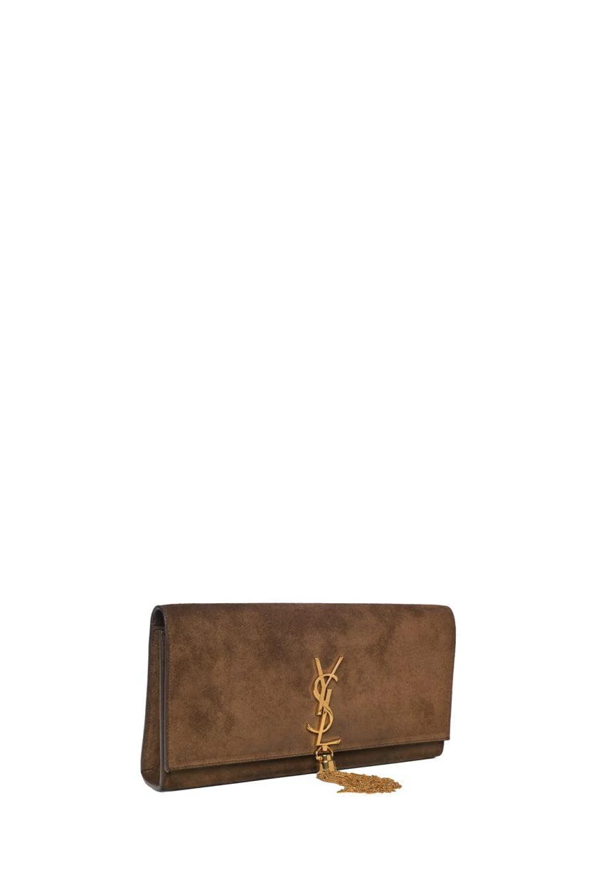 Saint Laurent Cassandre Tassel Suede Clutch - Image 2