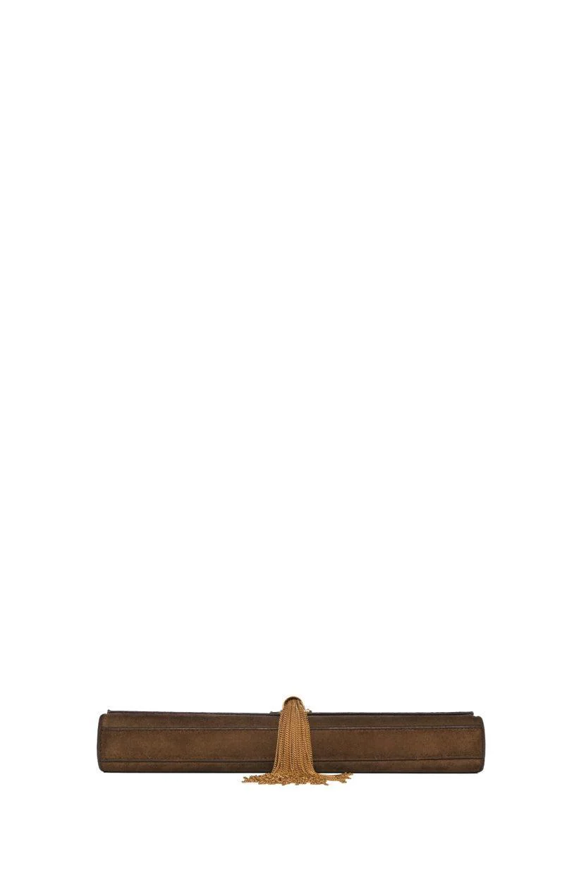 Saint Laurent Cassandre Tassel Suede Clutch - Image 4