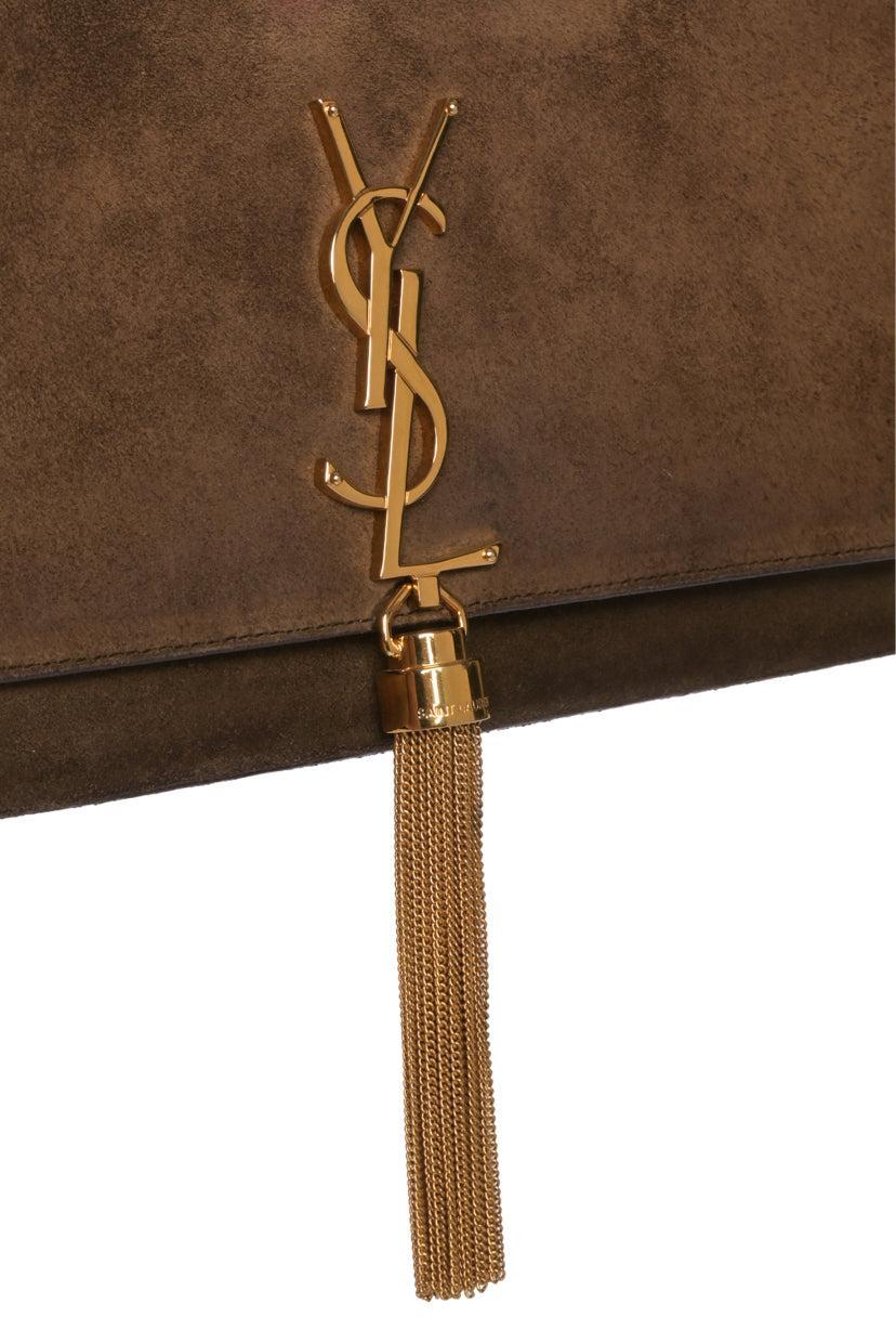 Saint Laurent Cassandre Tassel Suede Clutch - Image 5