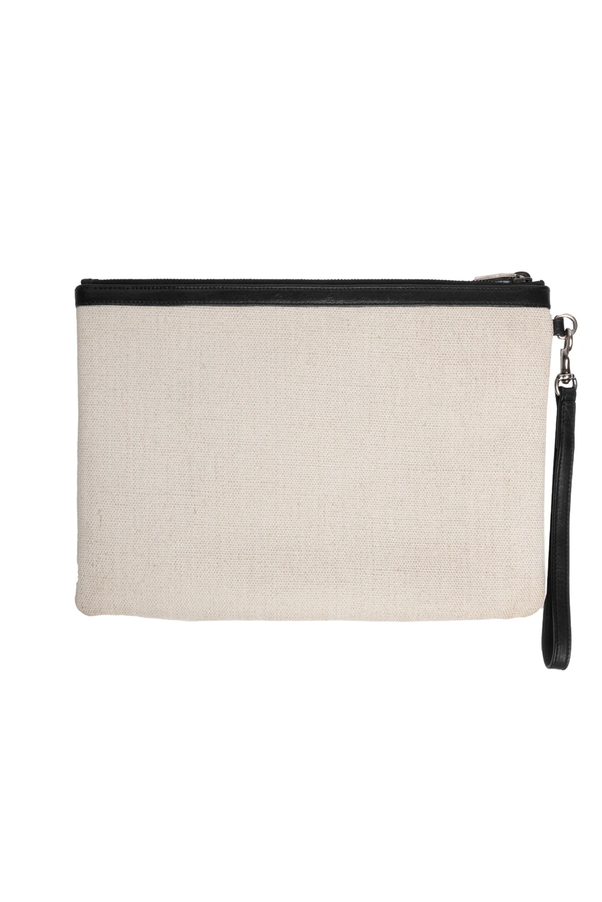 Saint Laurent Rive Gauche Canvas Zippered Pouch Clutch - Image 3