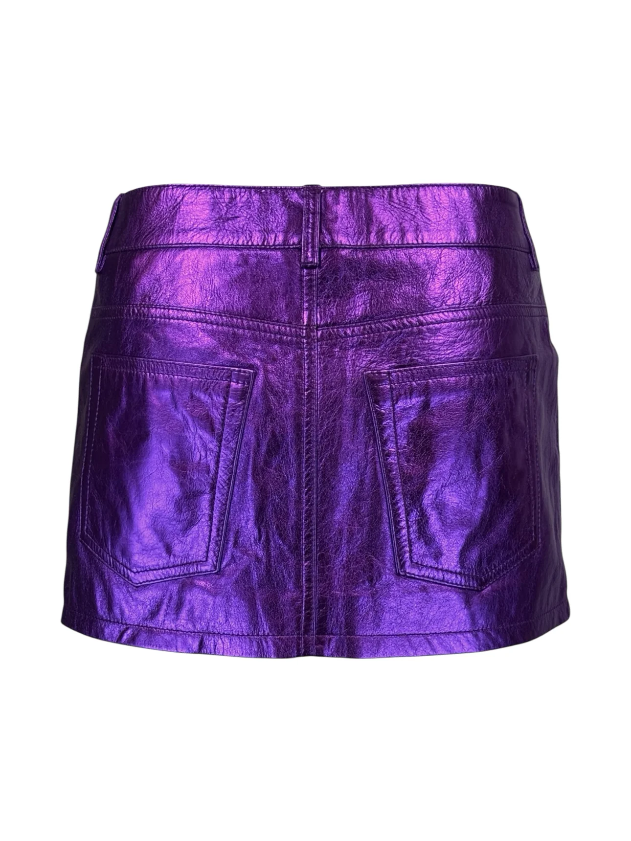 Saint Laurent Size 36 2021 Metallic Leather Micro Mini Skirt - Image 2